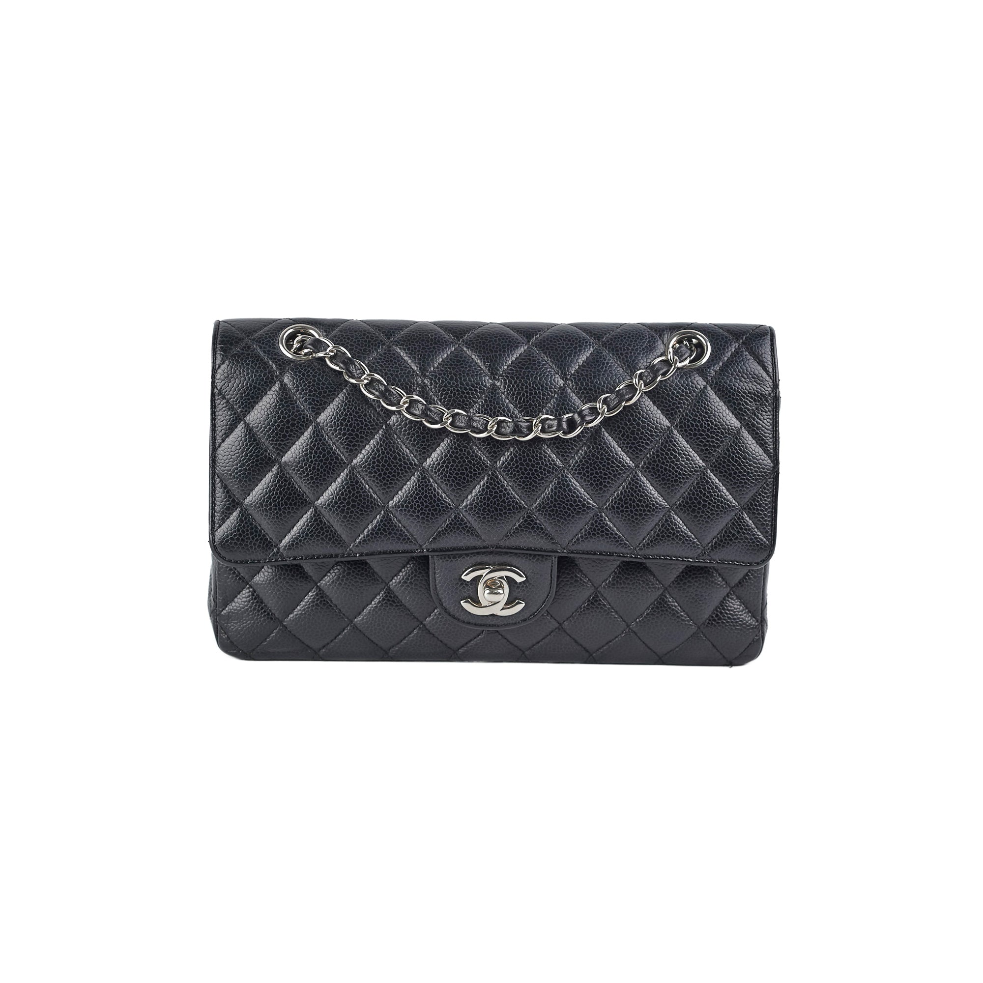 Chanel Caviar Leather Medium/Large Double Classic Flap Bag in Black | Luxury Designer Handbag for Women | Perfect for Work, Evening Events & Everyday Use