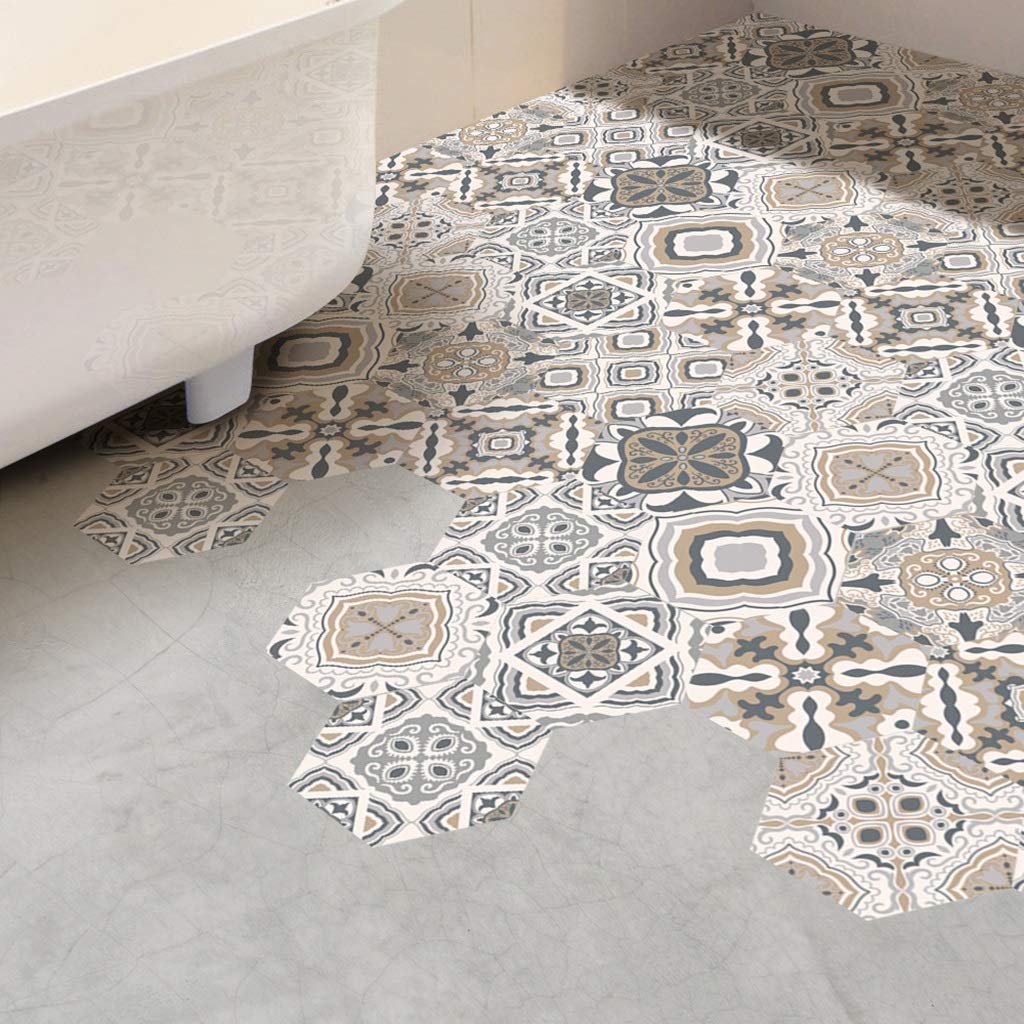 Hexagon Wall & Floor Stickers - Self-Adhesive Vinyl Decals for Kitchen, Bathroom, Home Decor - DIY Peel & Stick Tiles (7.87