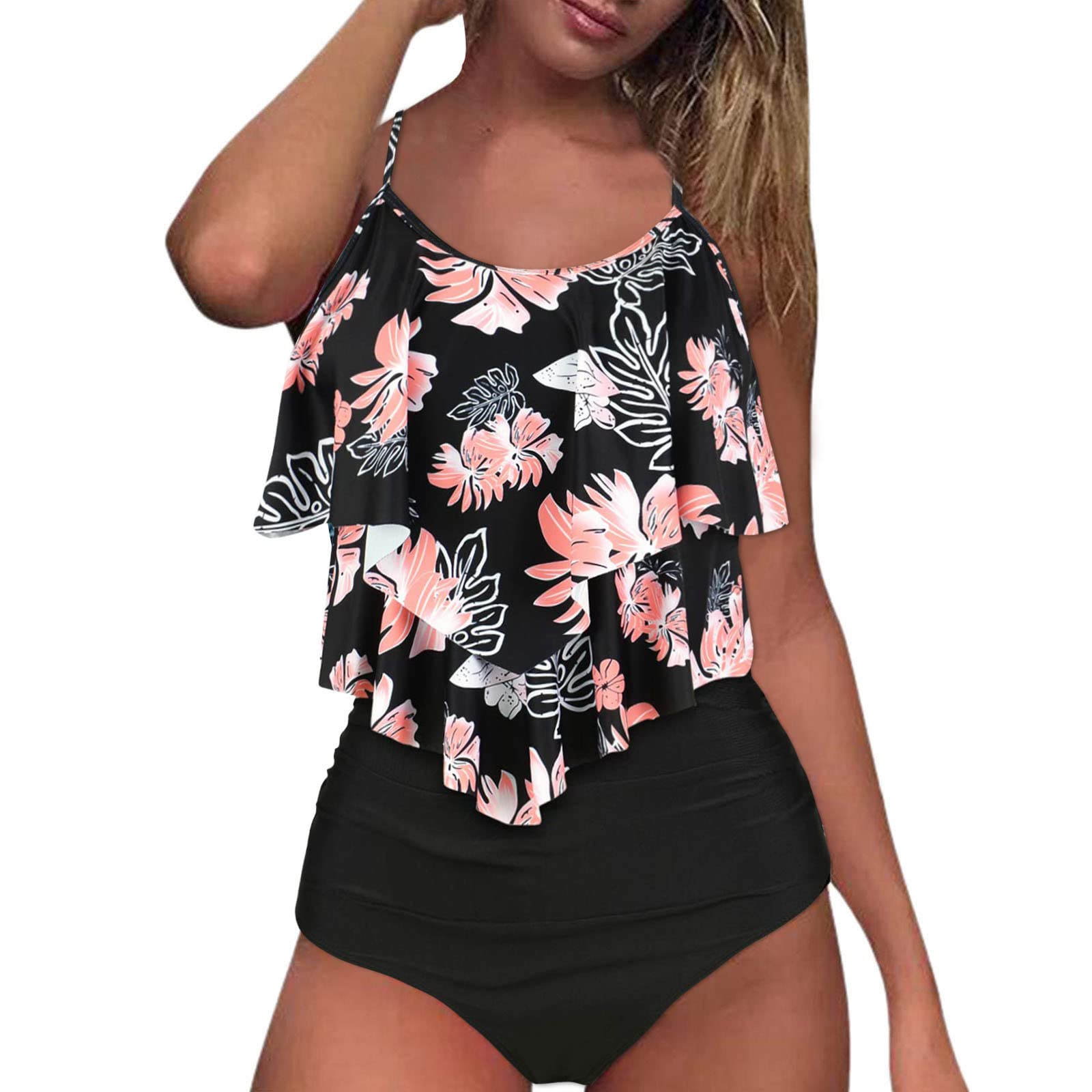 Sexy Women's Two Piece Swimsuit - Tankini Top with Shorts & Spaghetti Straps | Summer Beach Vacation, Pool Party, Tropical Getaway Swimwear