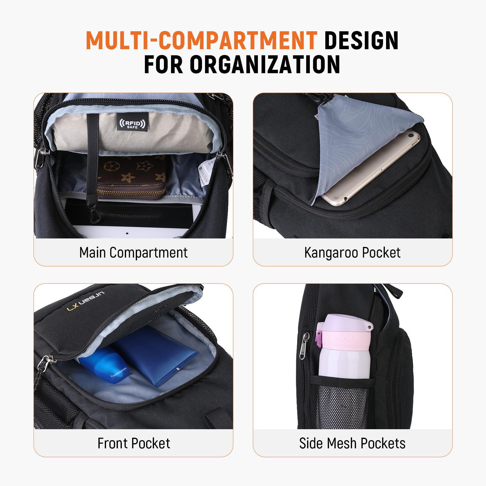 SKYSPER Anti-Theft Waterproof Travel Sling Bag for Men & Women - Lightweight Crossbody Shoulder Backpack for Hiking, Commuting & Daily Use - Secure Chest Pack with Adjustable Strap for Outdoor Activities & Urban Adventures