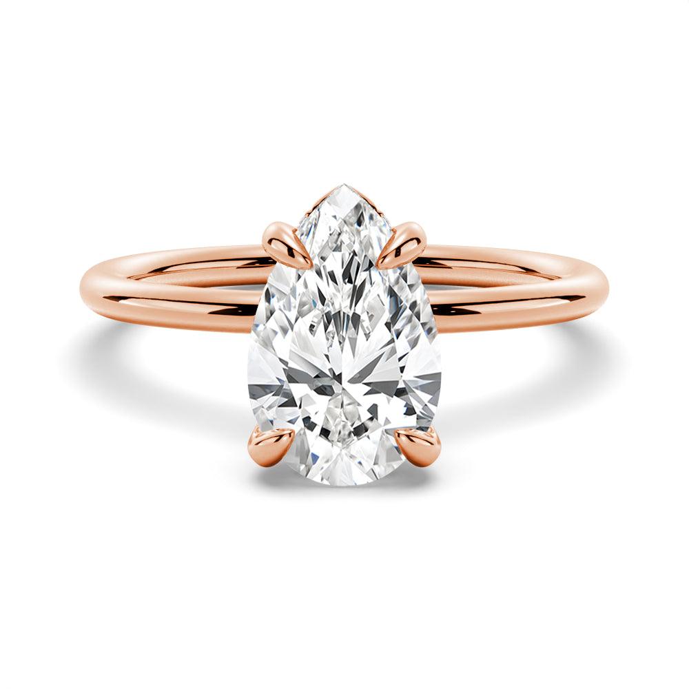 Exquisite Pear Cut Moissanite Solitaire Engagement Ring with Hidden Halo - Perfect for Proposals, Anniversaries & Bridal Jewelry