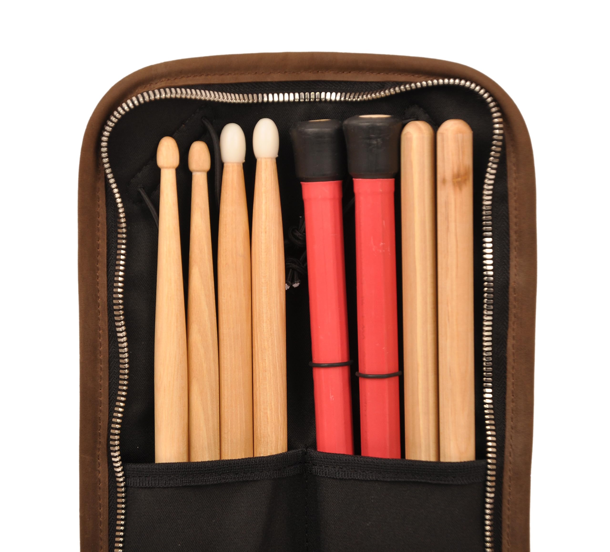 Handmade Leather Drumstick Bag with Adjustable Shoulder Strap - Built-in Rubber Loops for Secure Storage - Premium Canvas Marching Band Drumstick Case - Perfect Gift for Drummers & Music Lovers - Ideal for Band Practice, Performances & Travel