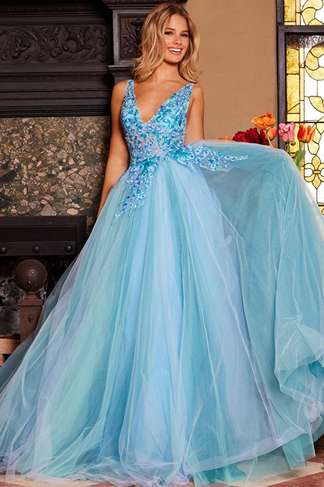 Jovani 23577 Floral Embroidered Ball Gown with Bodice - Elegant Prom, Wedding & Evening Dresses for Special Occasions