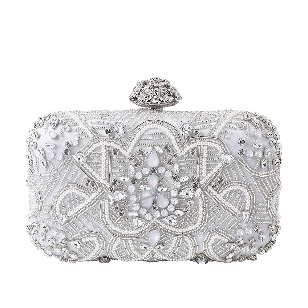 Elegant Crystal Beaded Evening Clutch Purse for Women - Wedding, Prom, Gala & Special Occasion Handbag