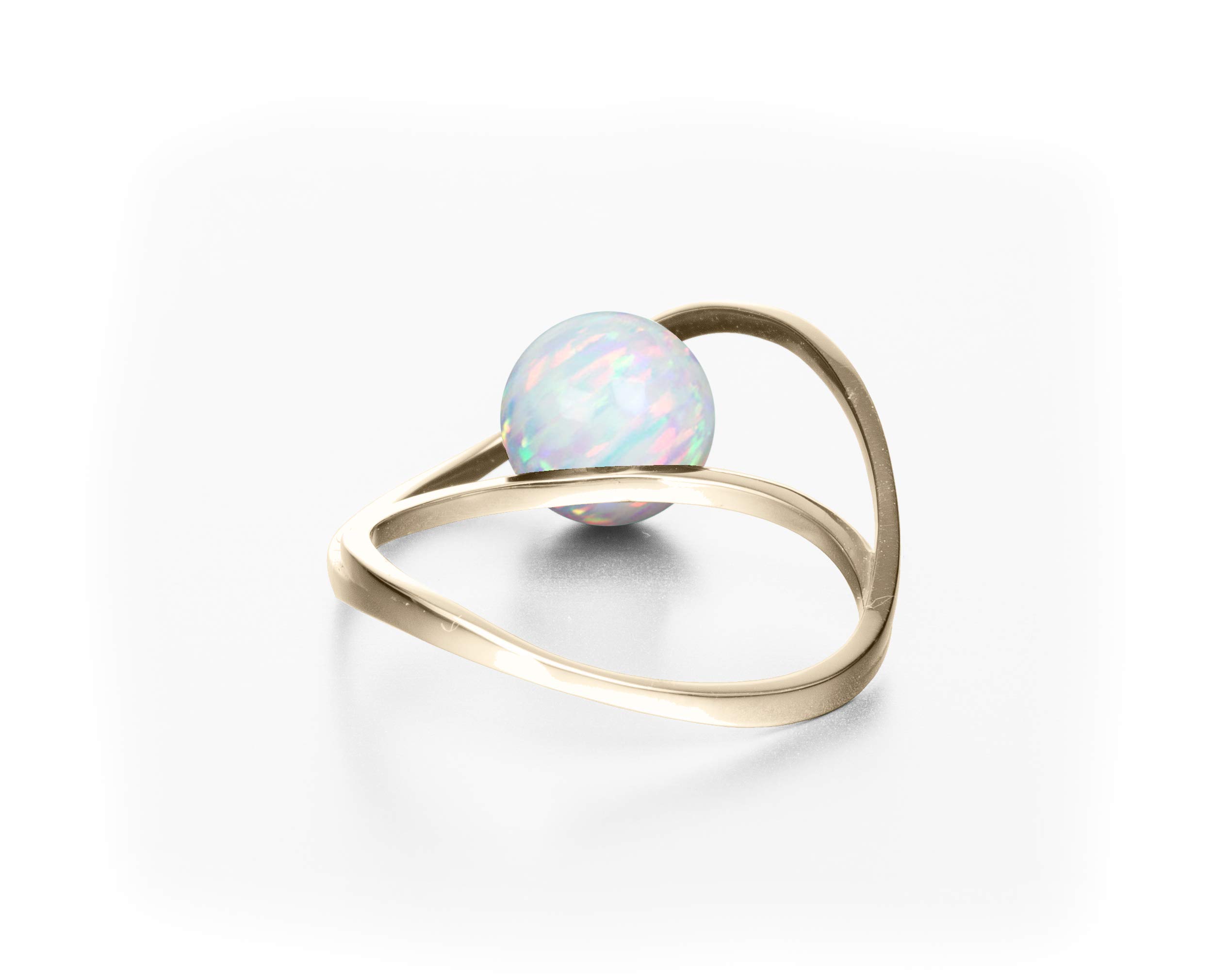Majade Opal Engagement Ring - Solitaire White Opal Promise Ring, October Birthstone Wedding Band | Handmade 14K Solid Gold Non-Diamond Alternative, Milky White Gemstone Jewelry for Proposals, Anniversaries & Special Occasions