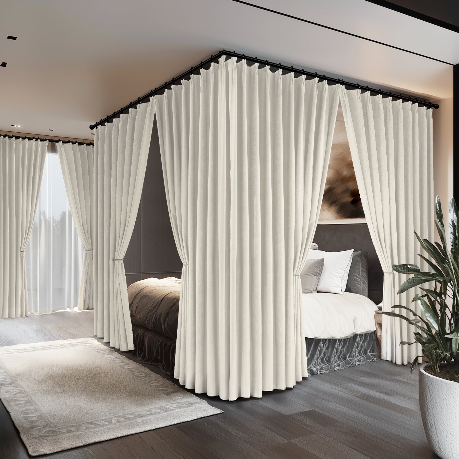 Eclipse Blackout Curtains - Heavyweight Room Divider Drapes in Chestnut Orange Pinch Pleated Style | Noise Reducing & Light Blocking Window Treatments for Bedroom, Living Room & Nursery