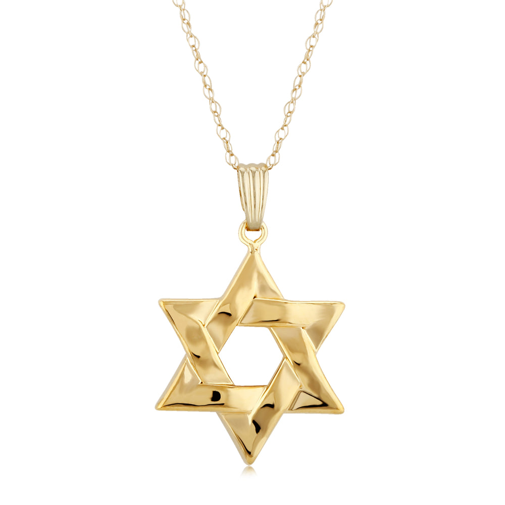 14K Gold Medium Star of David Pendant Necklace - Elegant Jewish Jewelry for Women & Men - Perfect for Hanukkah, Bar Mitzvah & Everyday Wear