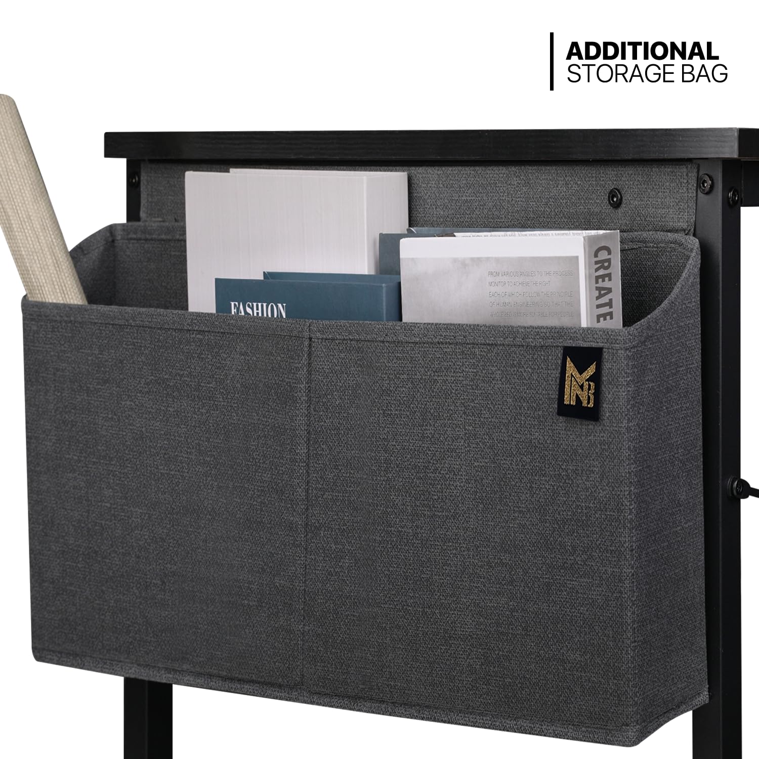 MoNiBloom 47 Inch Computer Desk - Simple Style Home Office Desk with Storage Bag, Gaming & Writing Workstation for Small Spaces - Black | Perfect for Home Office, Study Room & Gaming Setup