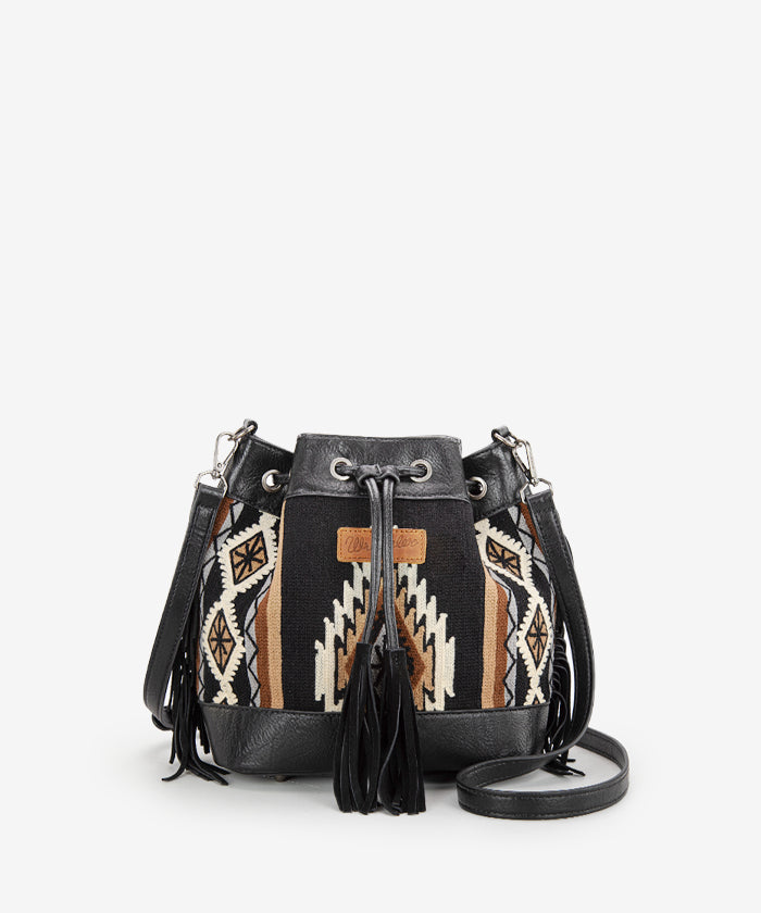 Wrangler Aztec Knitted Bucket Bag Set for Women - Boho Chic Crossbody Purse with Adjustable Strap - Perfect for Travel, Shopping & Everyday Use
