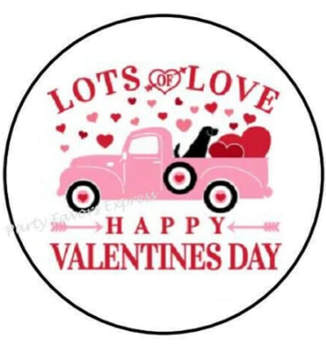 30 Pcs 1.5 Inch Valentine's Day Truck Stickers - Cute Love Theme Decals for Scrapbooking, Envelopes, Cards & DIY Crafts - Perfect for Valentine's Gifts, Party Decorations & School Projects