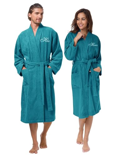 Ink Blue Robe - White His/Hers Monogram