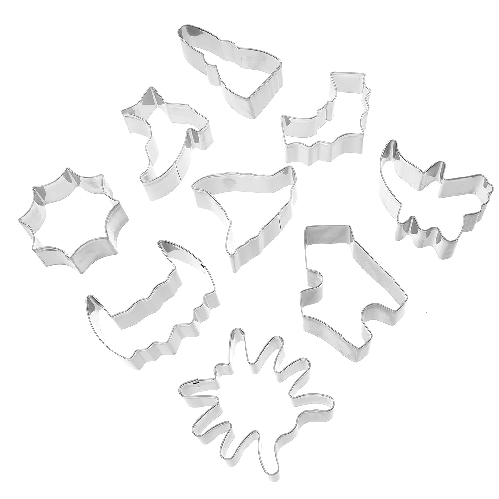 9-Piece Halloween Cookie Cutter Set - Pumpkin, Ghost, Bat, Witch Hat, and More - Stainless Steel Biscuit Molds for Baking, DIY Candy, Cake Decorating - Perfect for Halloween Parties, Home Baking, and Creative Food Crafts