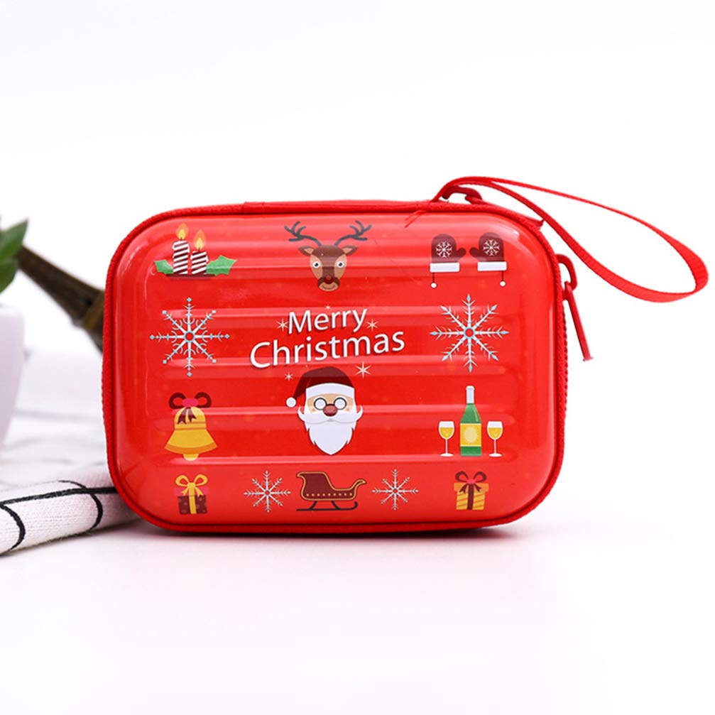 Toyvian 4PCS Christmas Mini Coin Purse Keychain Pouch - Small Change Holder for Keys, Earphones & Cables (Random Holiday Patterns) - Perfect for Holiday Gifts, Stocking Stuffers & Travel Organizers
