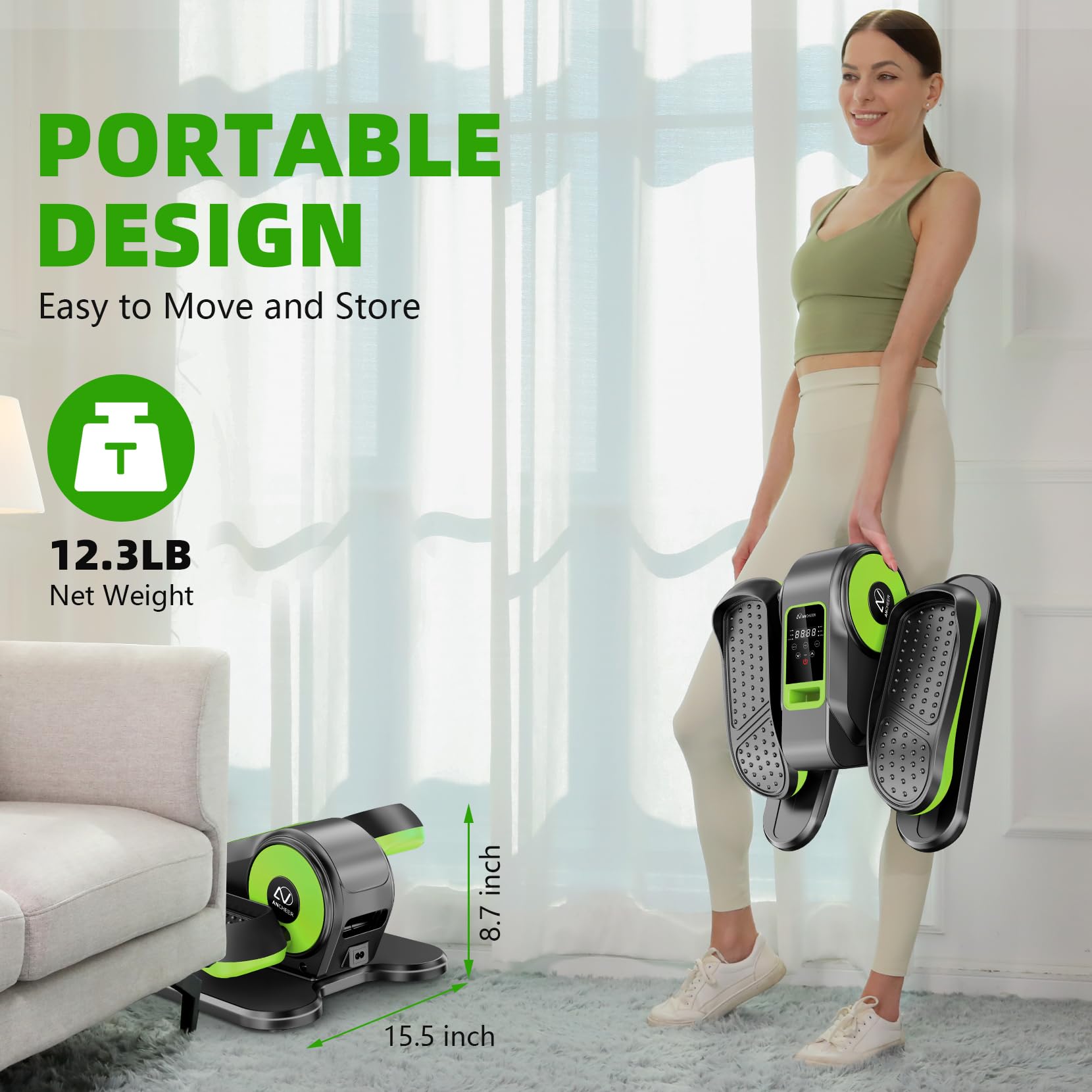 ANCHEER Under Desk Elliptical Machine - 12-Speed Adjustable Quiet Portable Leg Exerciser for Seniors & Office Workers with Remote Control - Perfect for Home Office, Physical Therapy & Low-Impact Workouts