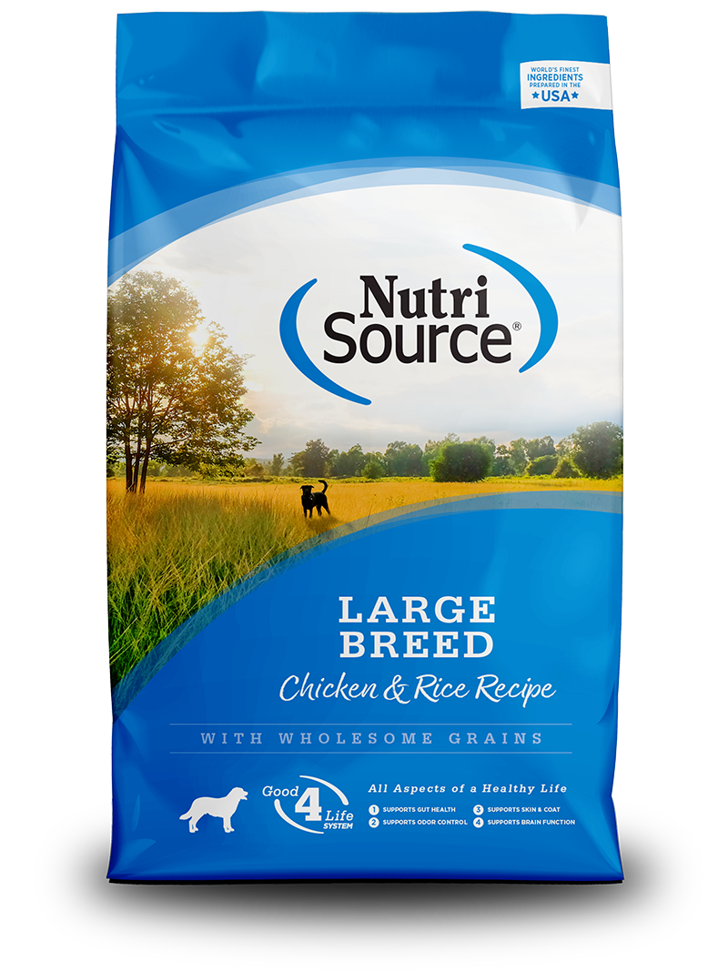 NutriSource Large Breed Adult Dry Dog Food - Chicken & Rice Recipe, 30lb Bag - High Protein Grain-Inclusive Nutrition for Active Dogs