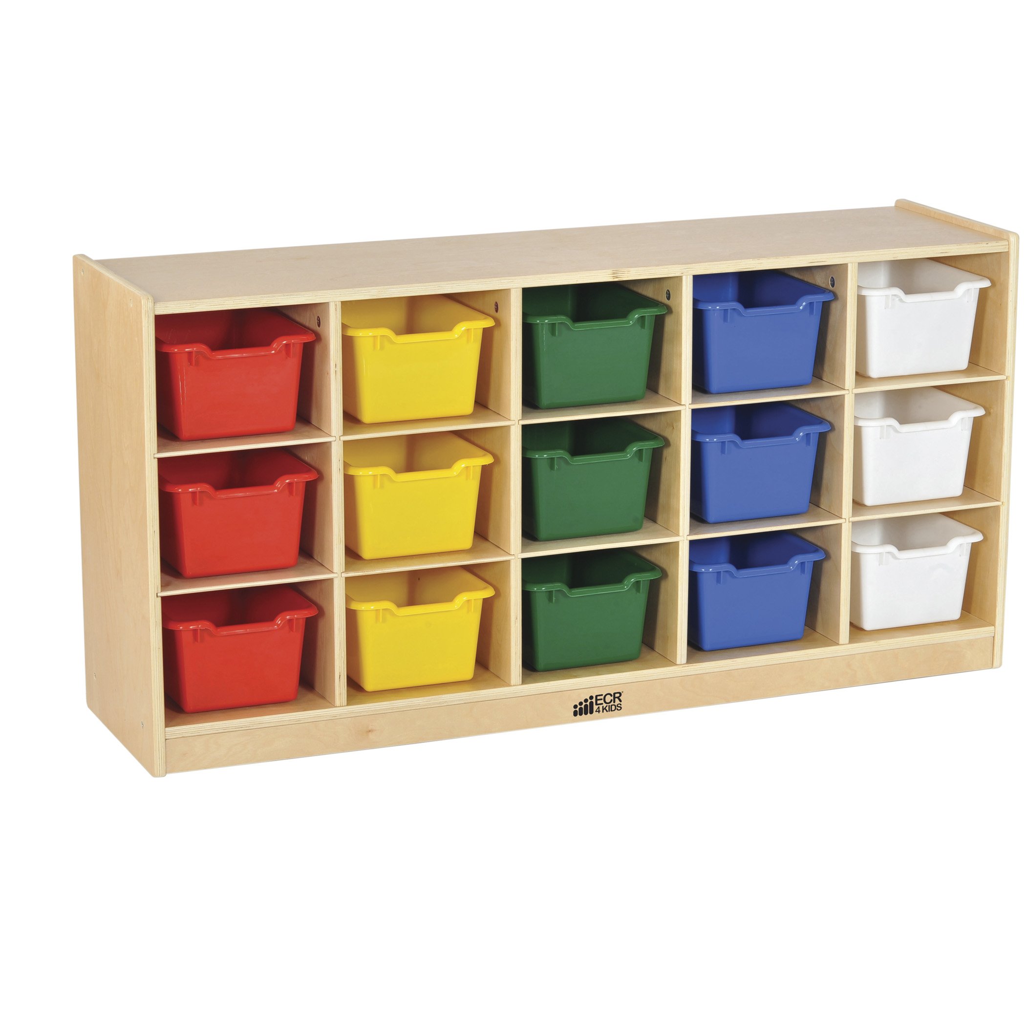 ECR4Kids Birch Wood 15-Cubby Storage Cabinet with Trays - Organize Toys, Books & Supplies for Classroom, Playroom or Home