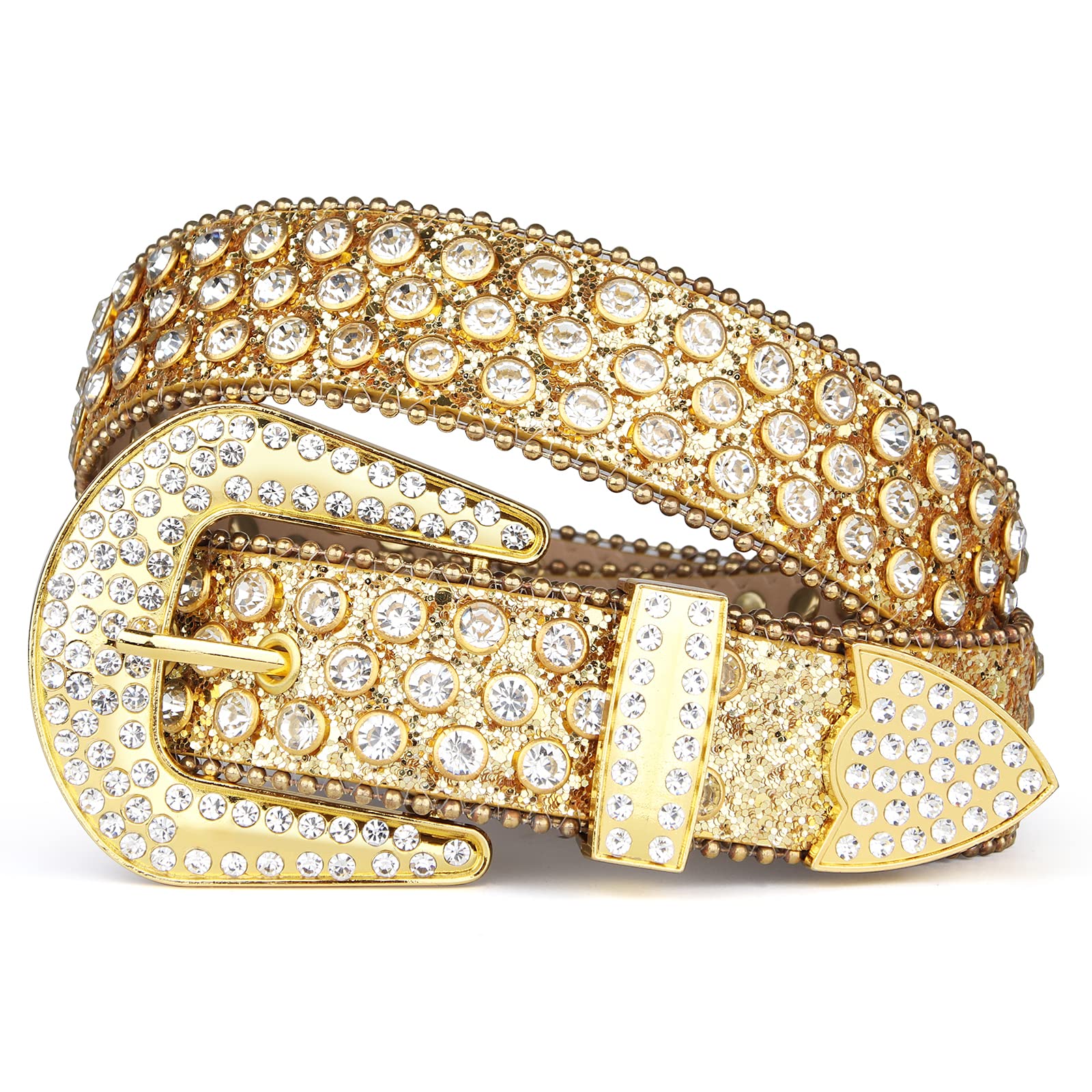 Sparkling Rhinestone Western Belt for Women & Men - Stylish Cowgirl Bling Belt with Diamond Studs - Perfect for Jeans, Country Concerts & Rodeo Events