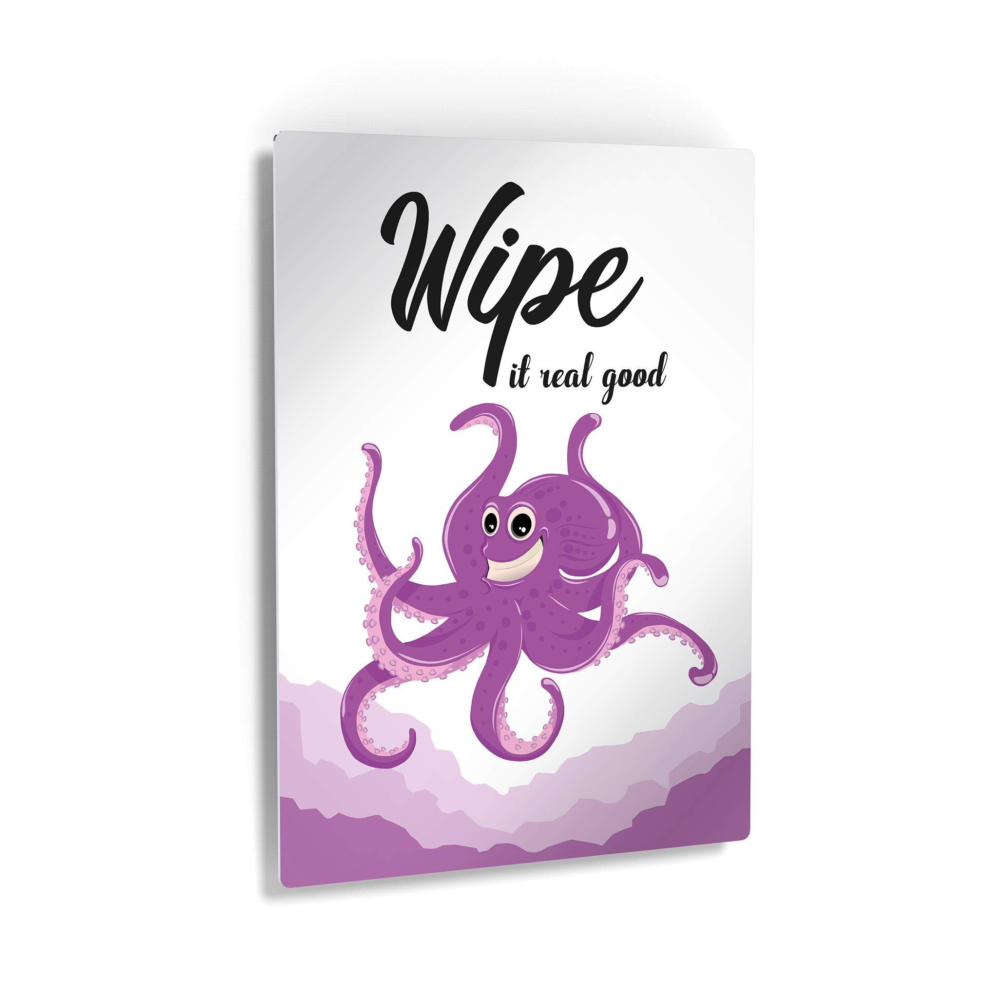 Smile Art Design 'Wipe It Real Good' Funny Quote Metal Print - Kids Bathroom Sign, Nursery Wall Art, Home Decor - Ready to Hang (40x30, Made in USA) - Perfect for Bathrooms, Playrooms & Kids' Bedrooms