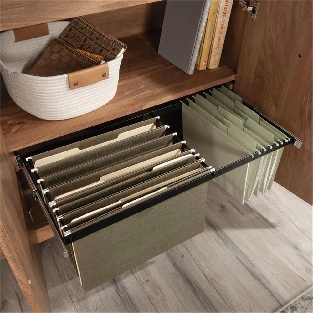 Sauder Cannery Bridge Office Credenza with Doors - Sindoori Mango Finish | Home Office Storage Cabinet with Shelves & Drawers | Perfect for Home Office, Study Room or Workspace Organization