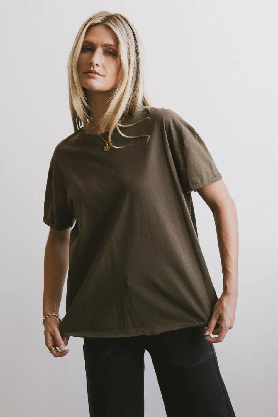 Gunner Basic Tee in Dark Olive - Soft Cotton Crewneck T-Shirt for Men | Casual Everyday Wear, Layering & Street Style Outfits | FINAL SALE
