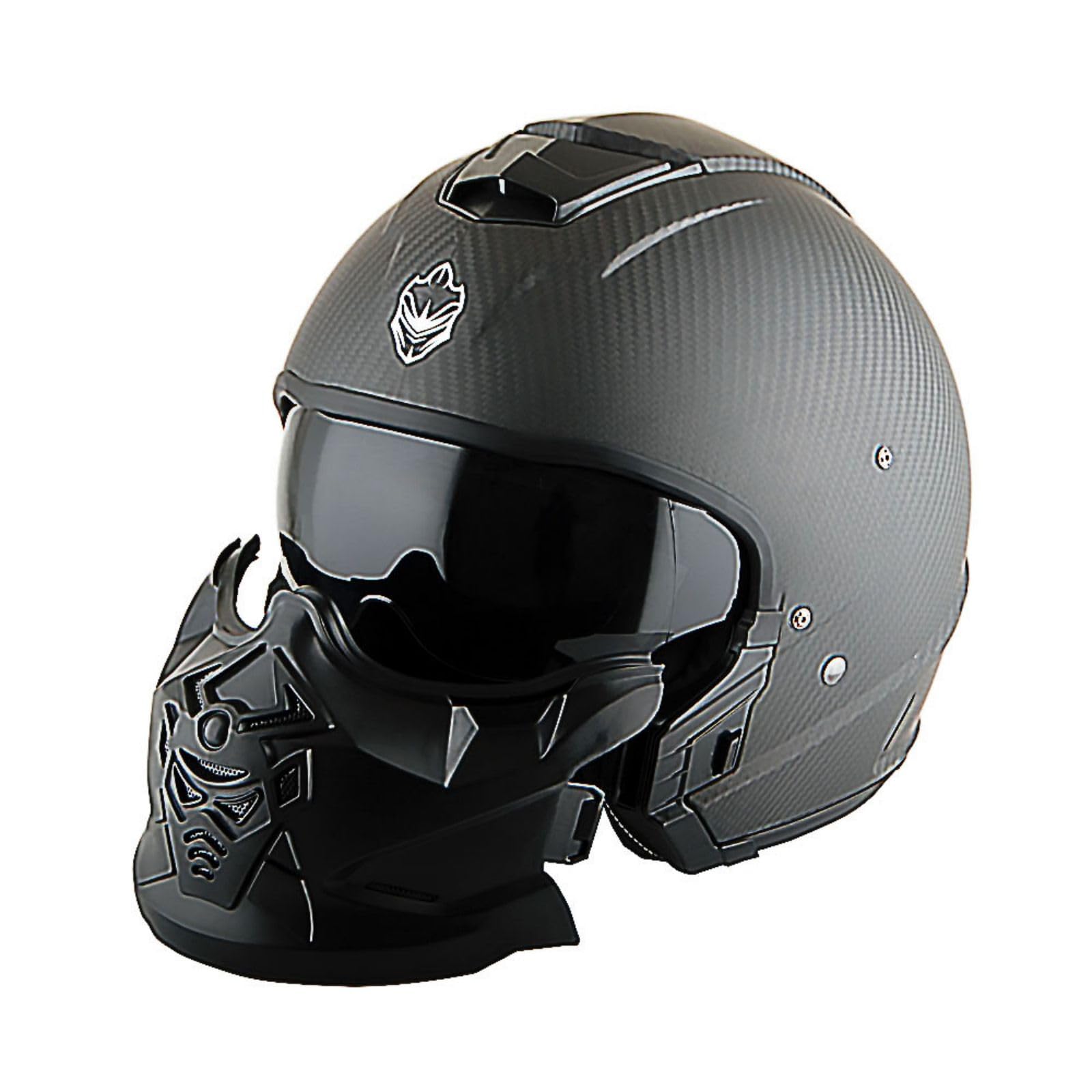 Martian Genuine Carbon Fiber Motorcycle Helmet HB-B2 - DOT Approved Full Face & Open Face Glossy Black - Lightweight & Durable for Street Riding, Racing & Cruising