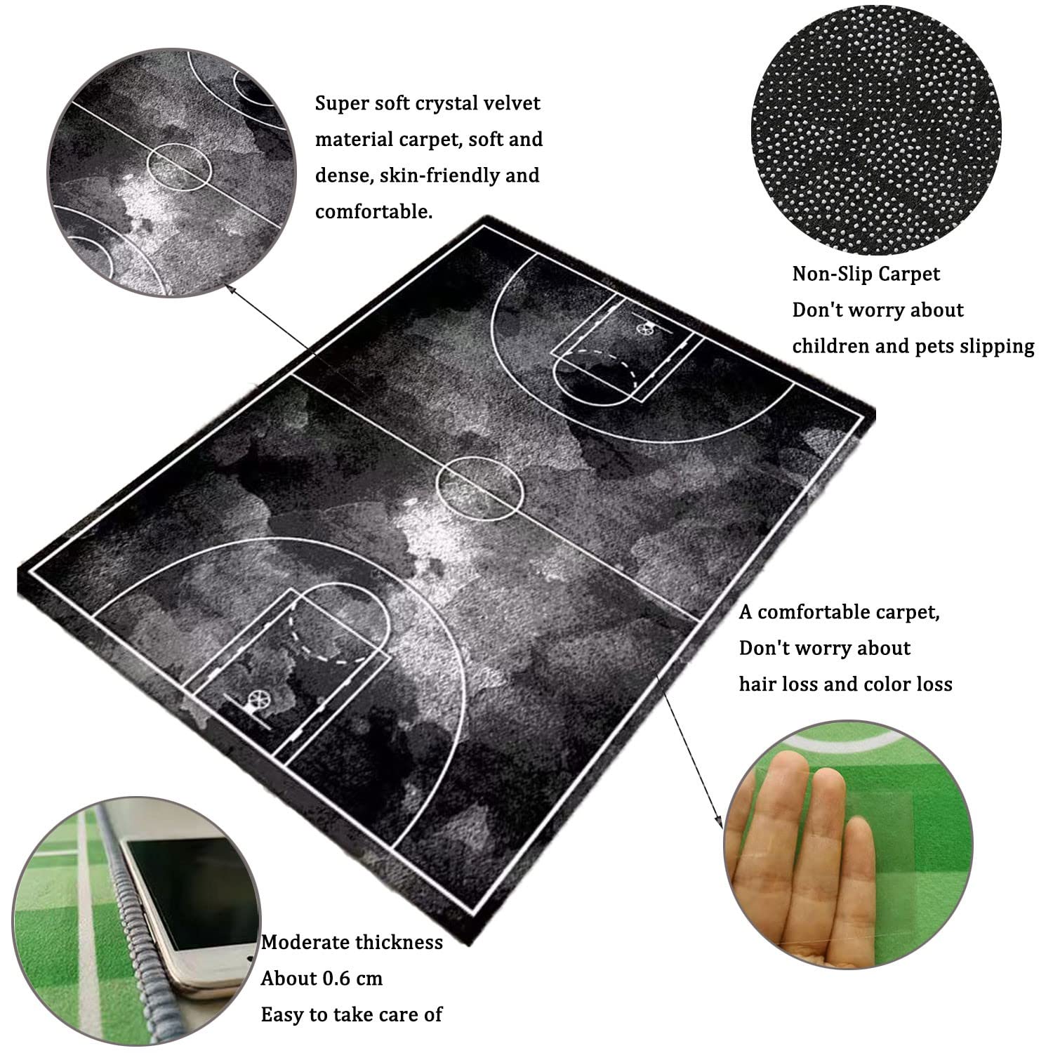 Kids Soccer Field Rug - Non-Slip Football Playmat for Boys & Girls Bedroom, Sports Room or Living Room - 3.3x6.6ft Green Sports Carpet - Perfect for Play Areas, Game Rooms and Kids' Decor