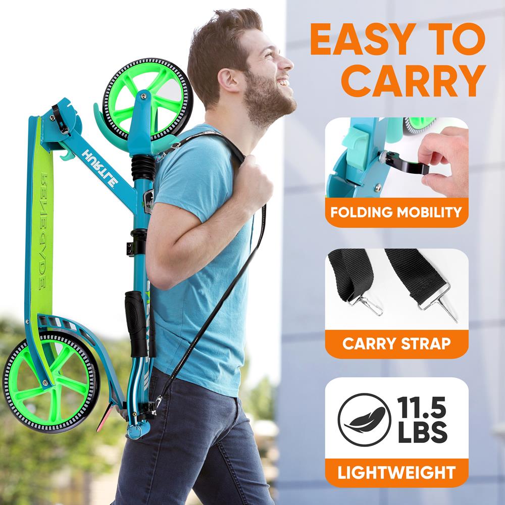 Foldable Kick Scooter for Adults & Teens - Lightweight Aluminum Frame, Adjustable Height, Smooth Ride - Perfect for Commuting, Campus & Urban Travel