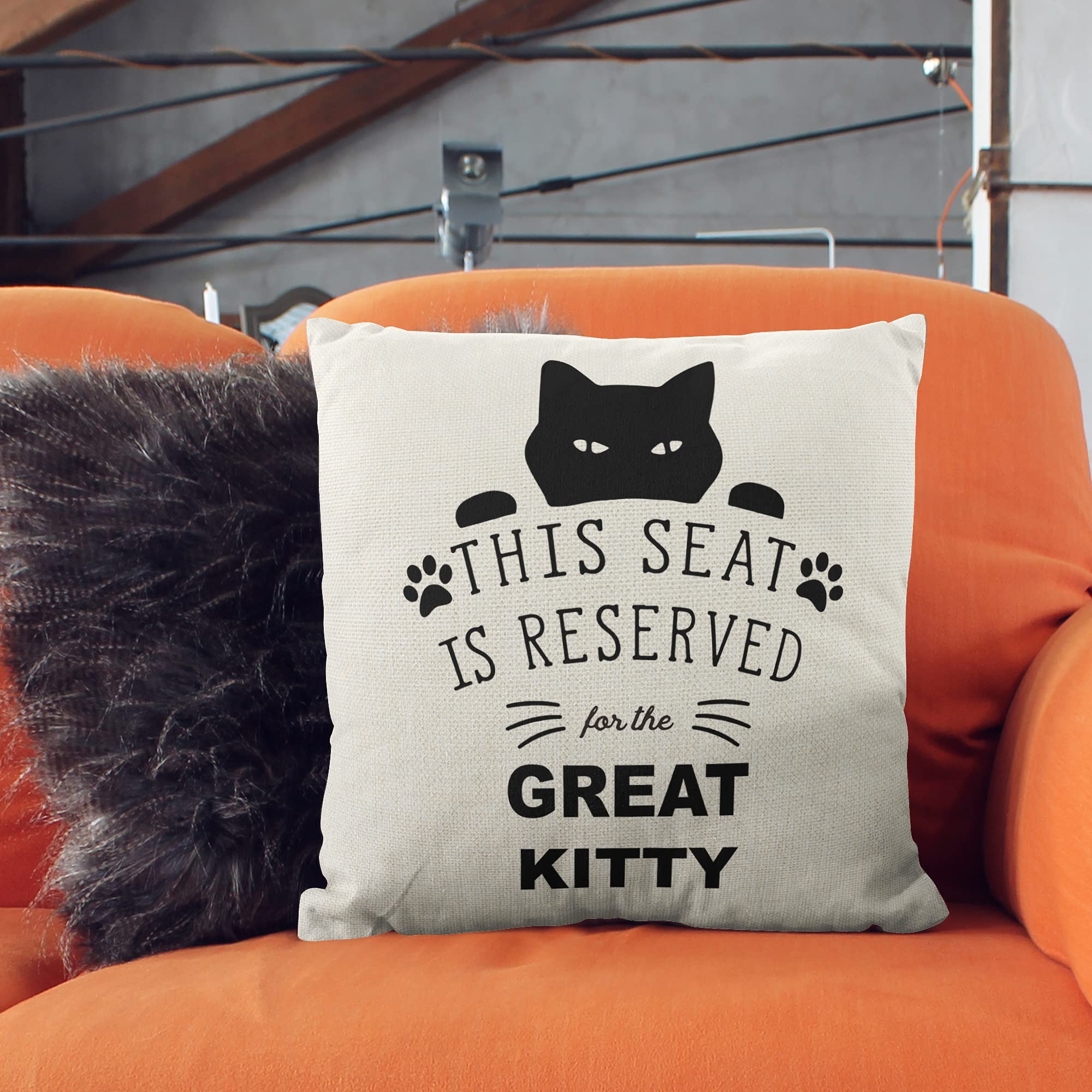 **18x18 Cat Pillow Covers - Soft Linen Decorative Kitty Pillow Cases for Cat Lovers | Funny & Unique Black Cat Gifts | Perfect for Home Decor, Living Room, Bedroom & Gifts for Cat Enthusiasts**