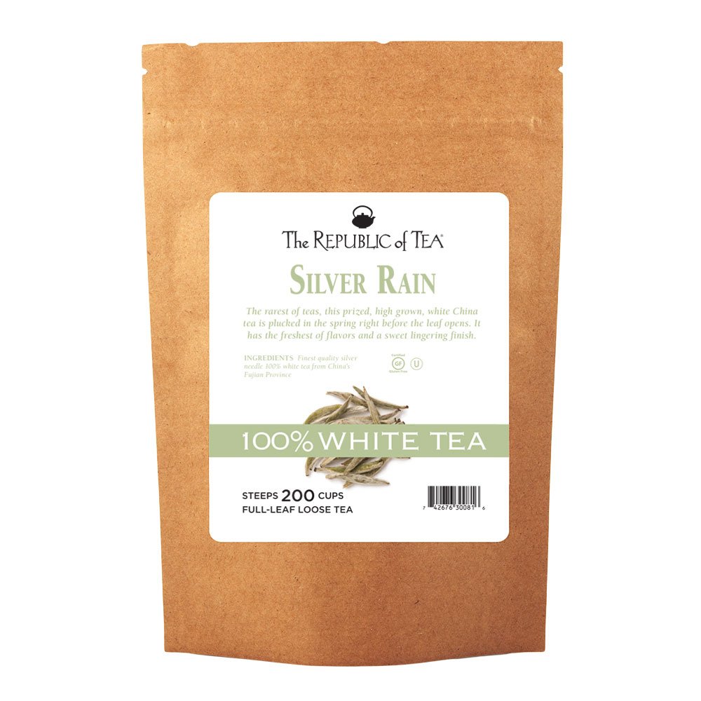 Premium Silver Rain White Full-Leaf Tea by The Republic of Tea - 75 lbs (200 Cups) | Organic Loose Leaf Tea for Relaxation, Meditation & Daily Wellness