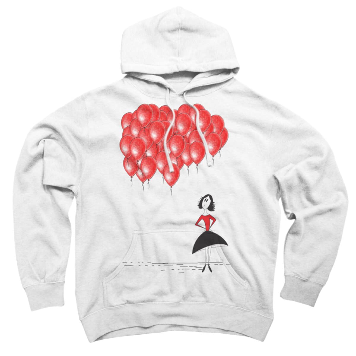 Design By Humans Unisex 99 Red Balloons by AhaC Pullover Hoodie | Soft Cotton Sweatshirt for Men & Women | Perfect for Casual Wear, Street Style & Gifts