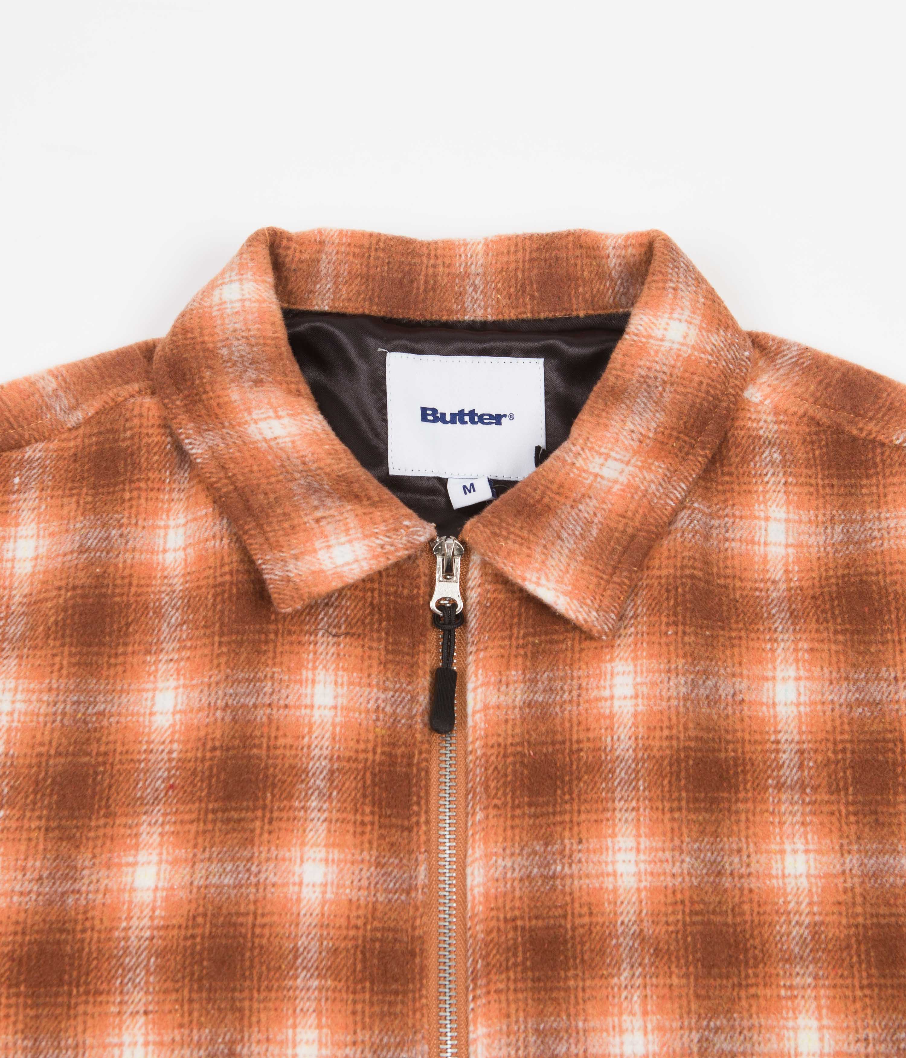 Butter Goods Chore Plaid Overshirt in Burnt Orange - Stylish Workwear Shirt for Men, Perfect for Casual Outfits, Outdoor Activities and Layering in Fall & Winter