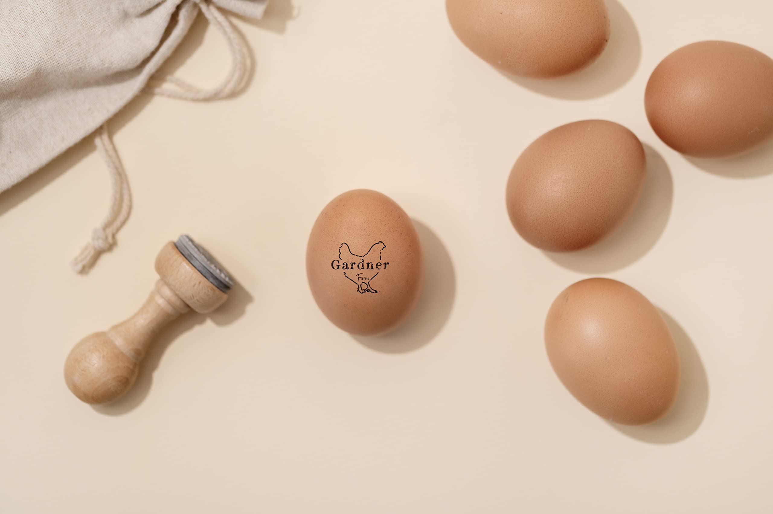 Personalized Egg Stamp for Fresh Eggs - Custom Chicken Egg Wooden Rubber Stamper with Self-Inking Black Ink | Farm & Kitchen Use | Unique Mini Logo Design for Egg Labeling & Packaging
