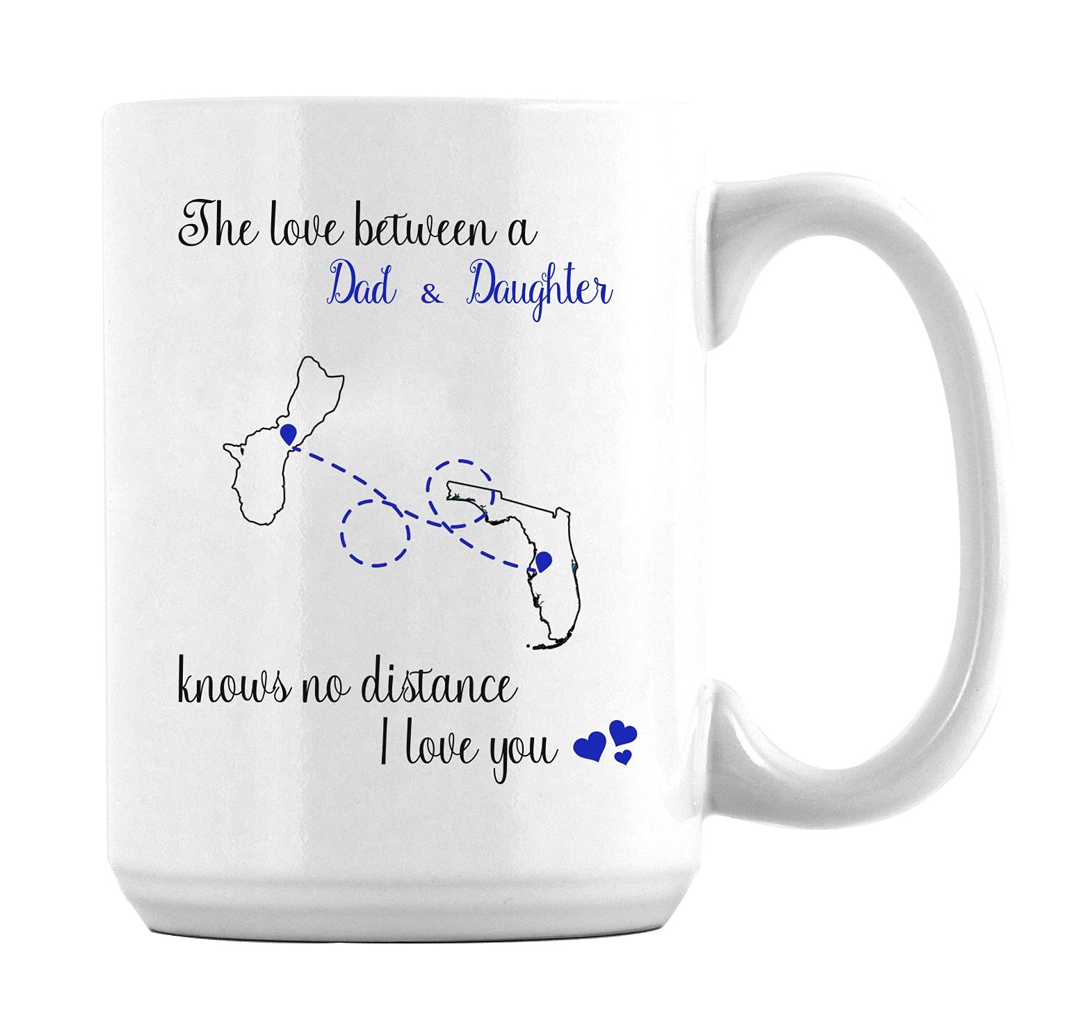 Father Daughter Coffee Mugs - 15oz White Ceramic Cup for Long Distance Gifts, Father's Day Present from Kids - Perfect for Home & Office Use