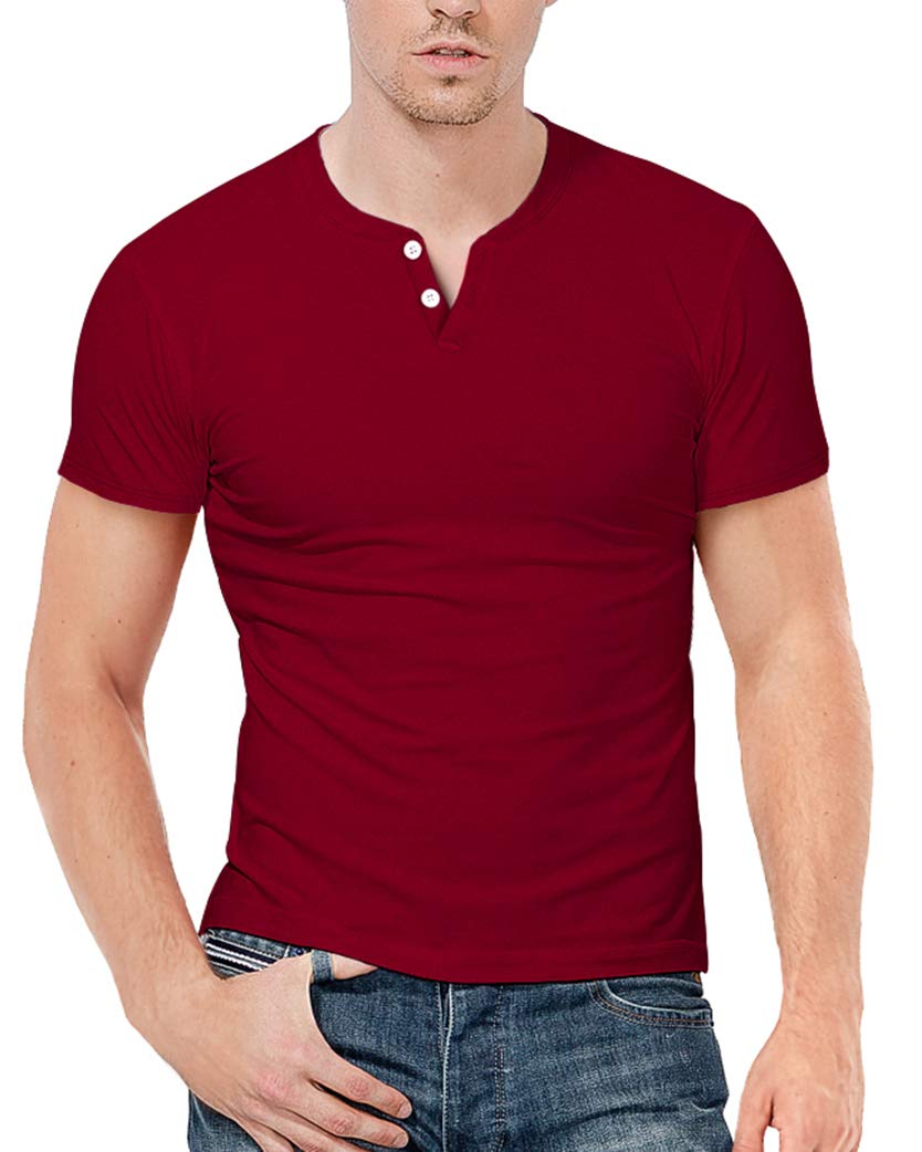 KUYIGO Men's Slim Fit Henley Shirts - Short & Long Sleeve Cotton T-Shirts for Casual Wear, Date Night & Outdoor Activities