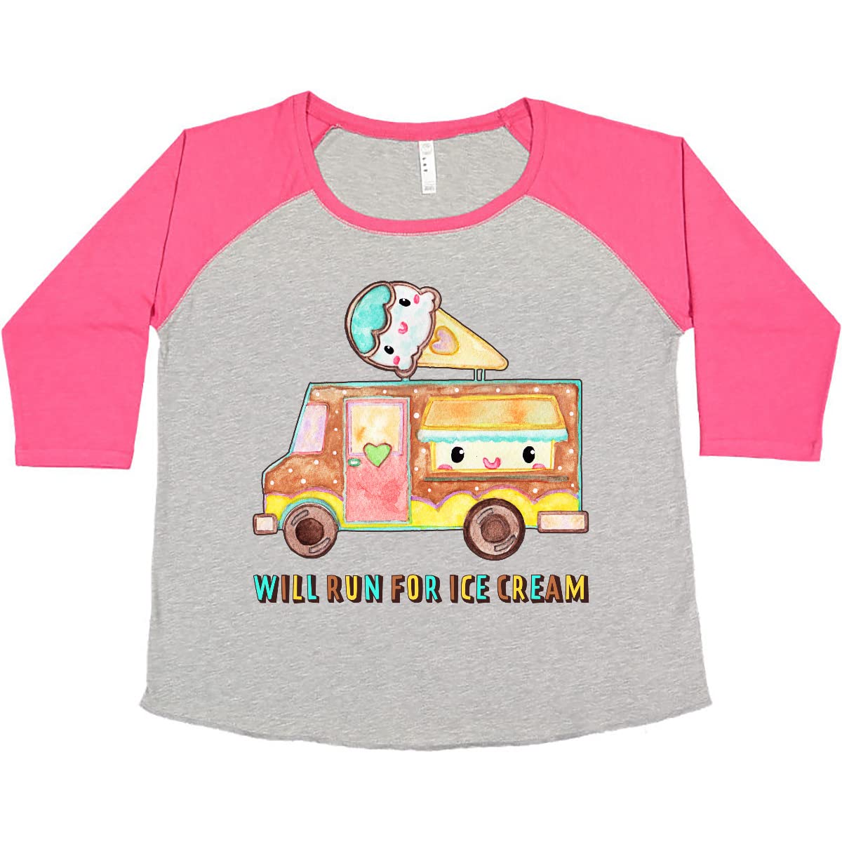 Will Run for Ice Cream Women's Plus Size T-Shirt | Fun Ice Cream Truck Graphic Tee | Casual Summer Outfit & Ice Cream Lover Gift