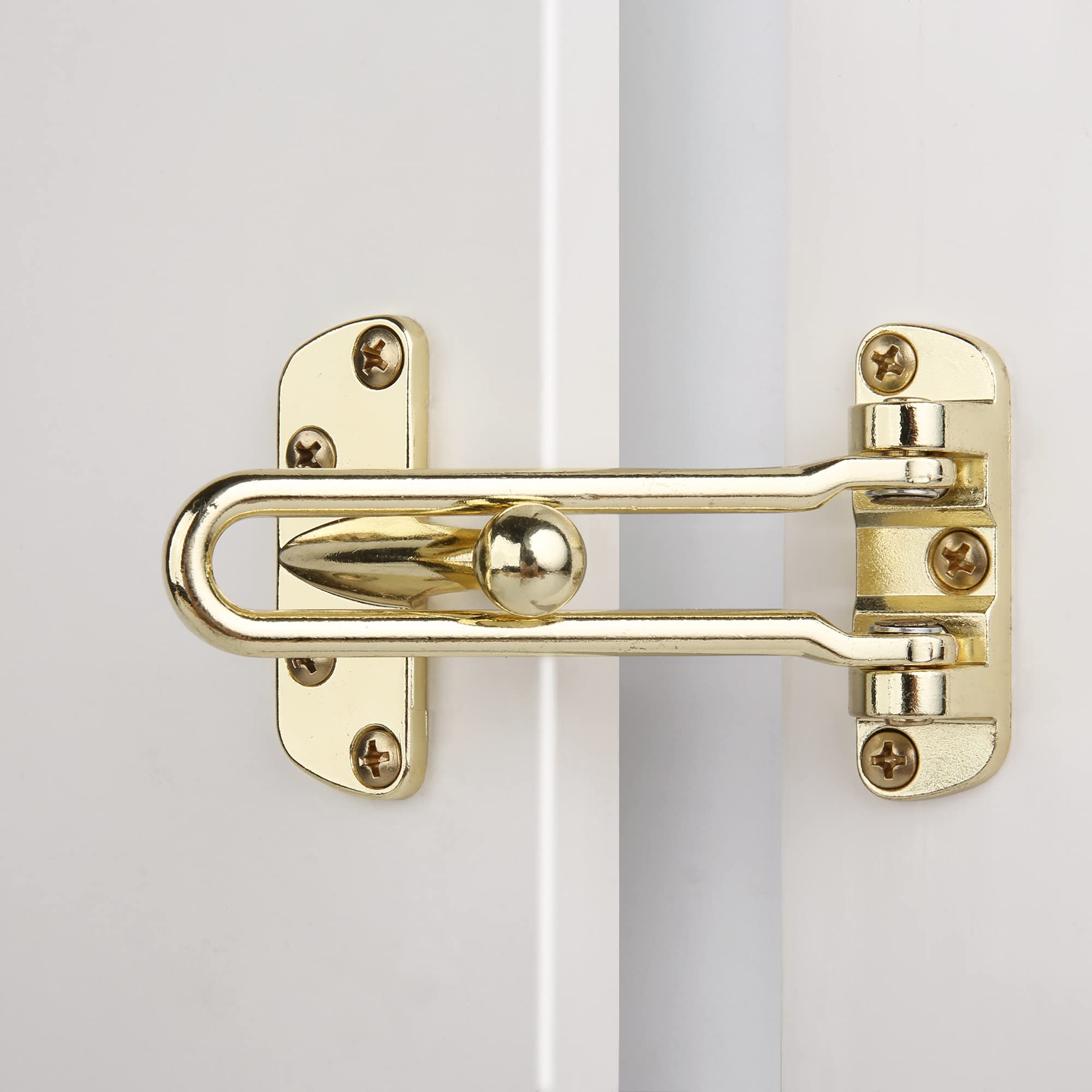 Premium HASWARE Home Security Door Lock Swing Bar - Black Alloy Anti-Theft Door Guard Latch for Front & Interior Doors - Childproof Safety Reinforcement Door Stopper (Golden) - Ideal for Apartments, Houses & Child Safety
