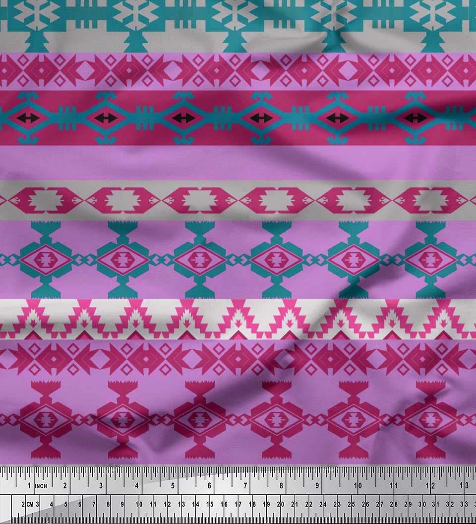 Soimoi Moss Georgette Brown Fabric by The Yard - 42 Inch Wide Ikat Southwestern Printed Fabric for Dresses, Curtains & Home Decor - Contemporary Ikat-Inspired Southwestern Patterns