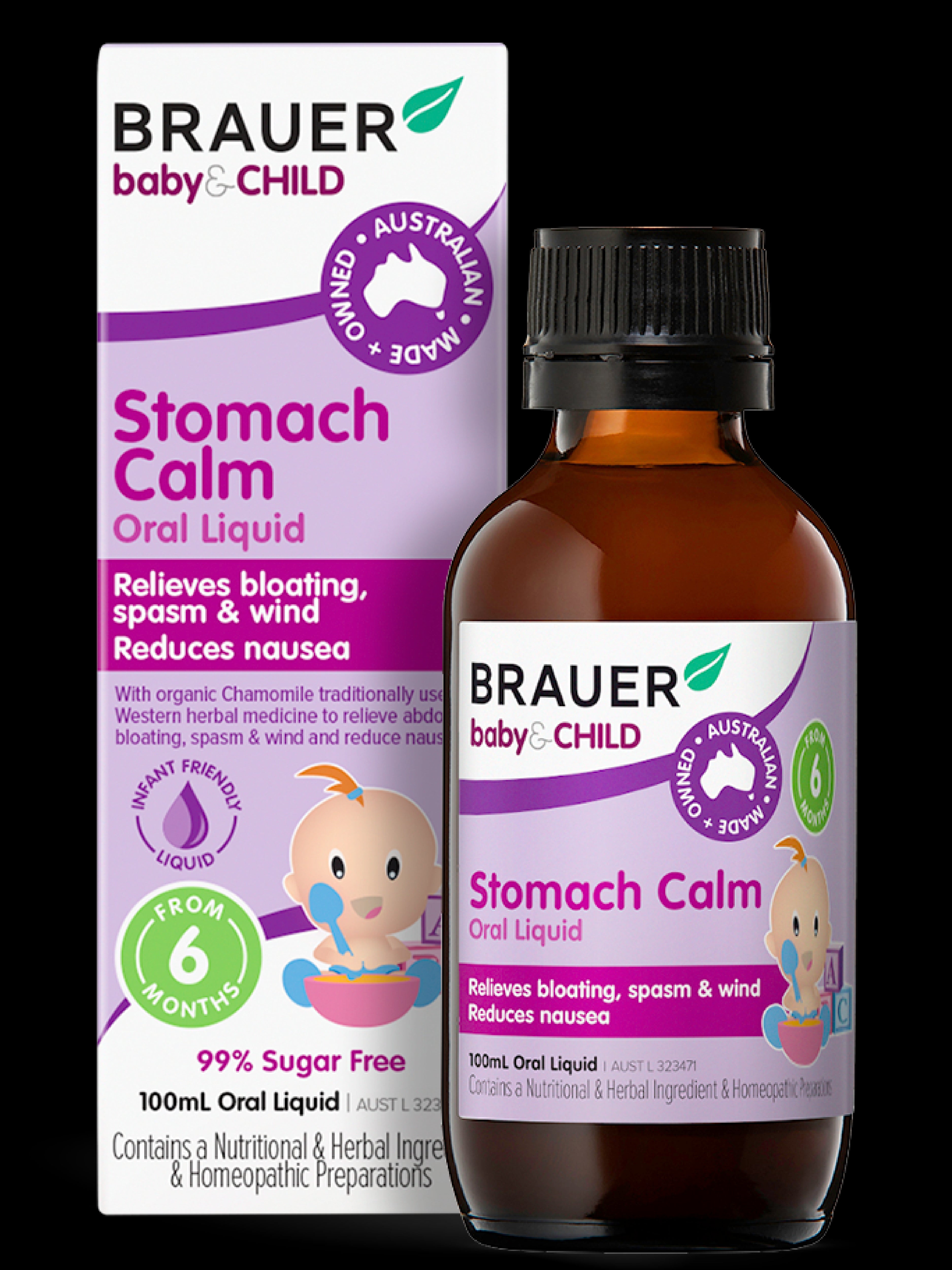 Brauer Baby & Child Stomach Calm Liquid - Natural Relief for Colic, Gas & Upset Stomach in Infants & Toddlers | Safe & Gentle Digestive Support for Babies | Perfect for Nighttime Comfort & Travel