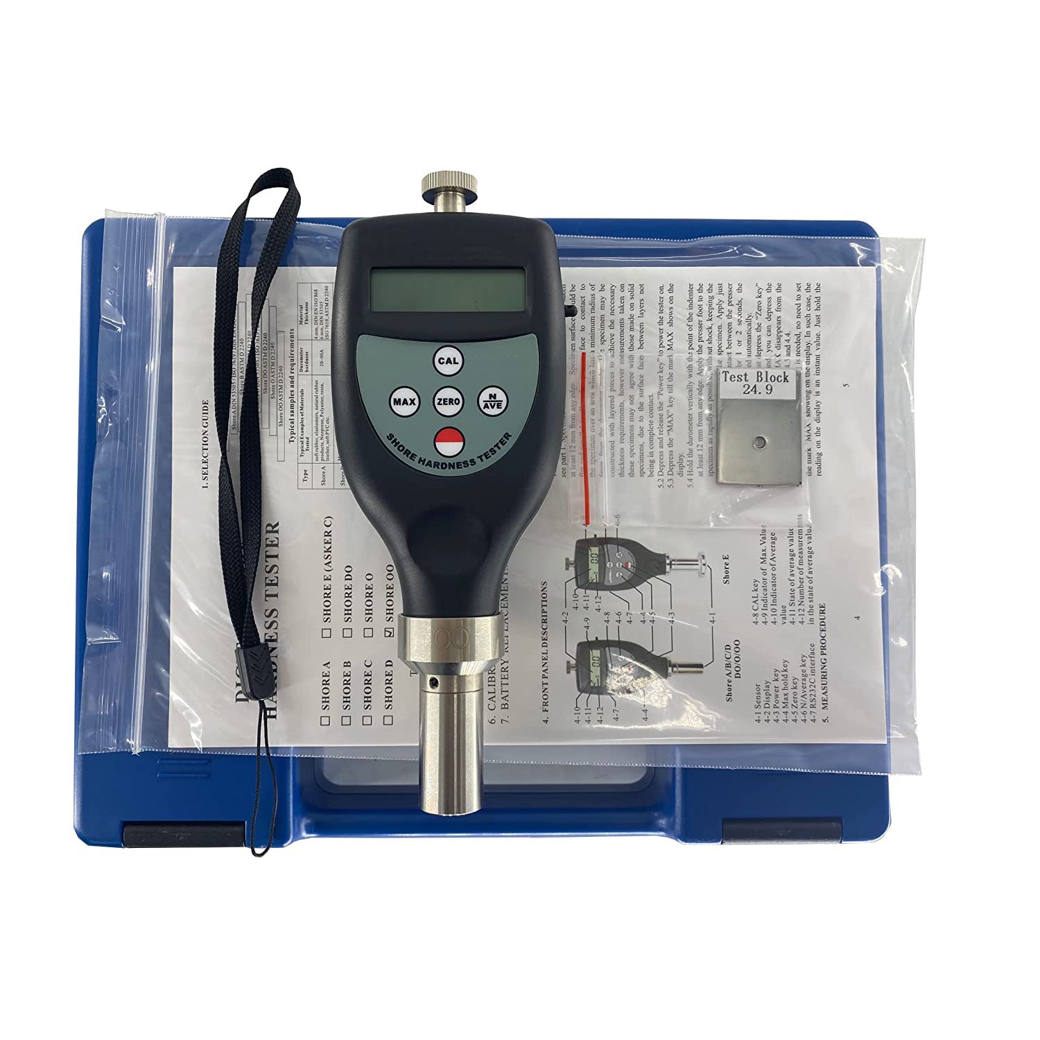 Shore OO Durometer Hardness Tester 10-90HOO - Soft Rubber & Silicone Hardness Measurement Tool for Elastic Materials - Ideal for Industrial QA, Rubber Manufacturing & Material Testing Labs