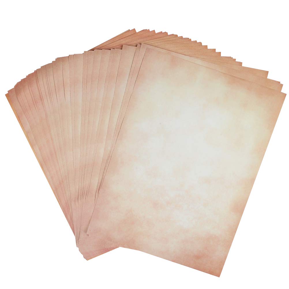 100 Sheets Vintage Parchment Paper for Writing & Printing - 8.5 x 11 Inch Old World Design Stationery - Perfect for Calligraphy, Scrapbooking, and Historical Document Replication