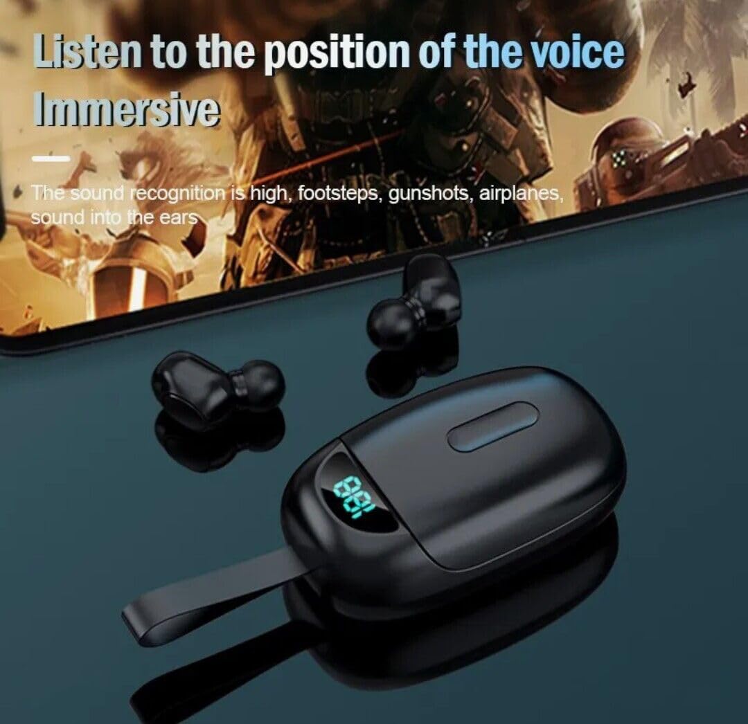 Wireless Bluetooth Earbuds with Active Noise Cancelling, 8D Bass & LED Display - IPX4 Waterproof/Sweatproof, 24H Playtime with Power Bank - Compatible with Honor X7b & All Bluetooth Devices (Black) | Perfect for Gym, Running, Travel & Workouts