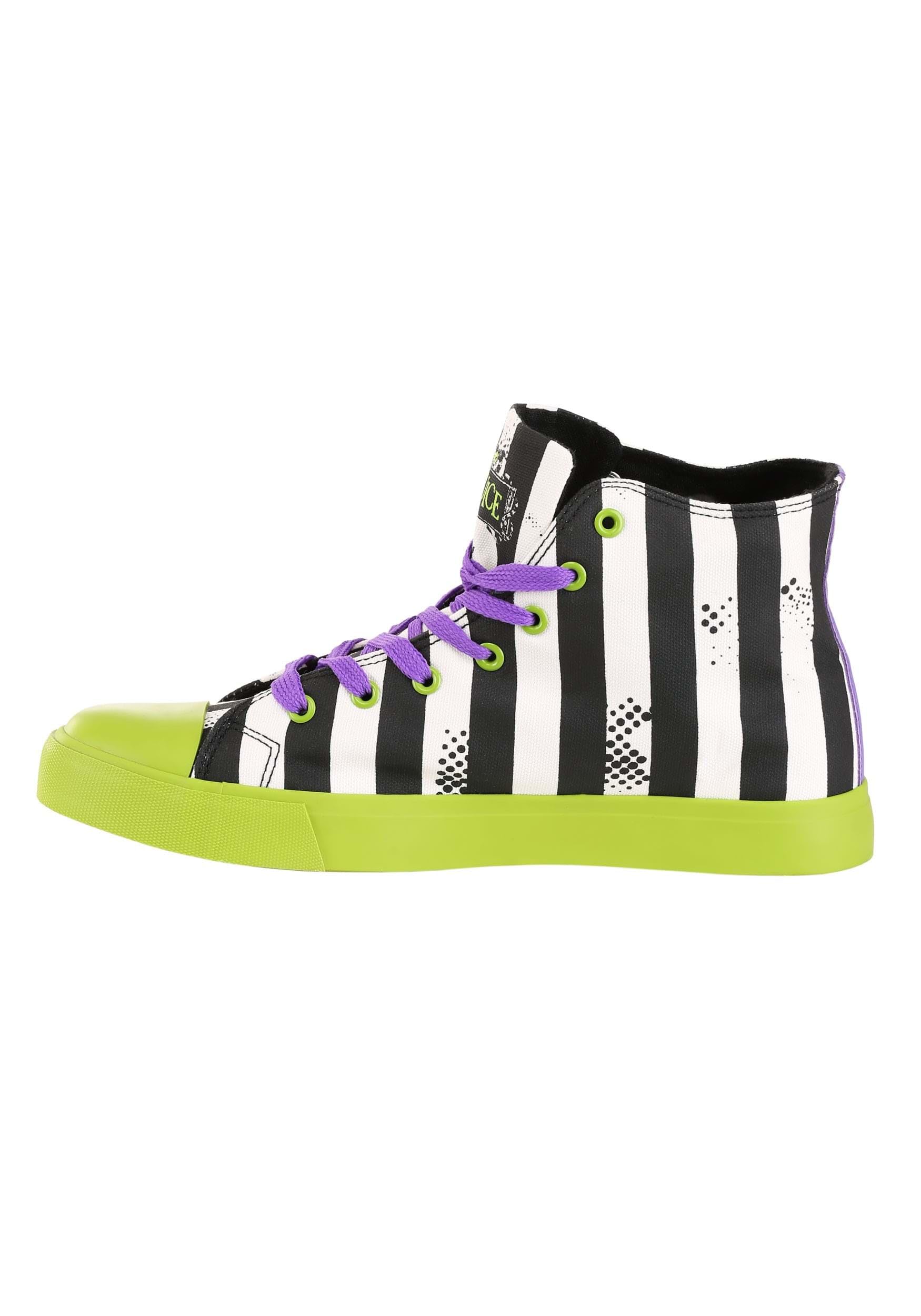 Stylish Unisex Beetlejuice Striped Sneakers - Trendy Casual Shoes for Men & Women | Perfect for Halloween Costumes, Cosplay, and Everyday Streetwear Fashion