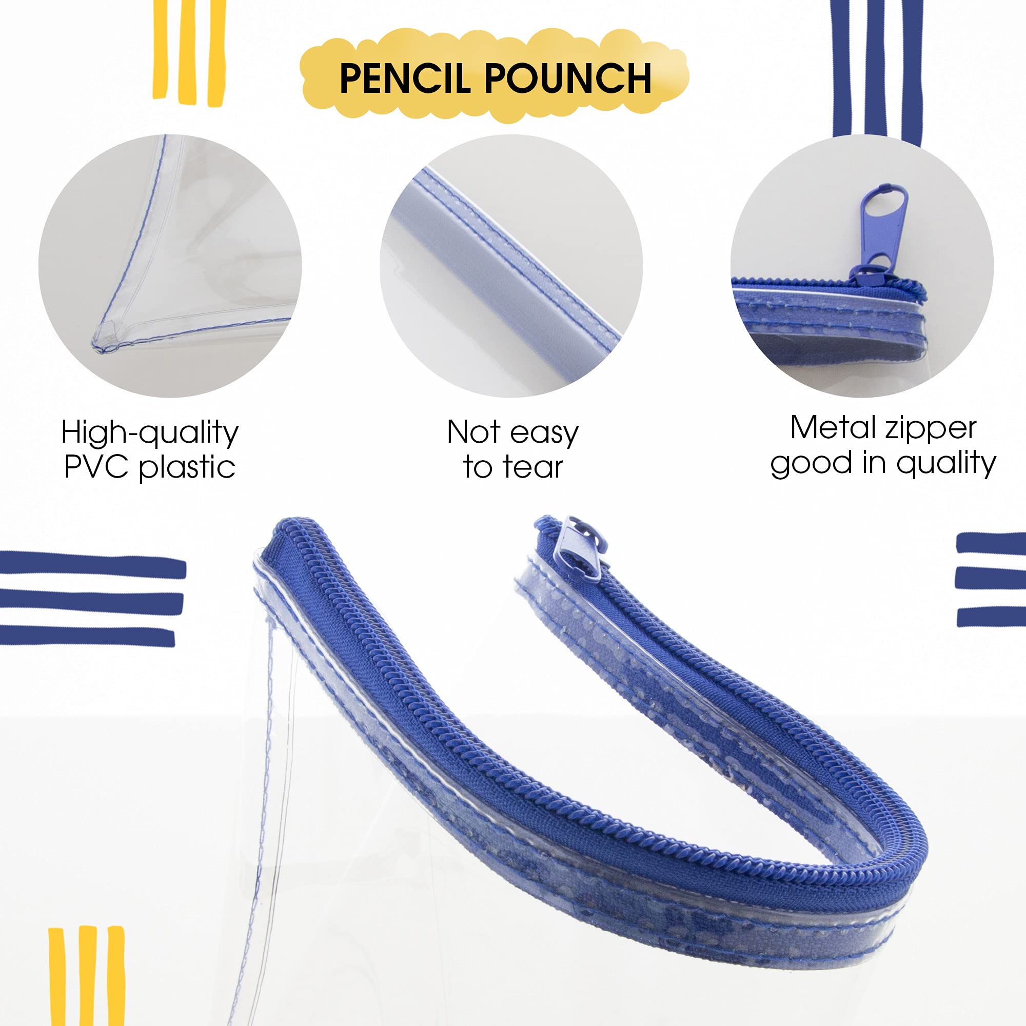 BAZIC 24-Pack Clear 3-Ring Binder Pencil Pouch with Zipper & Rivet Reinforced Holes, 11