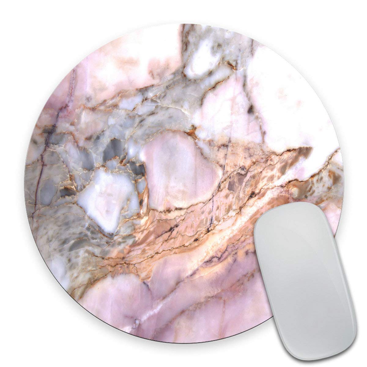 Smooffly Pink and Blue Marble Round Mouse Pad - Custom Teacher Gift, Desk Accessory for Educators - Perfect for Classroom, Office & Home Workspace Decor