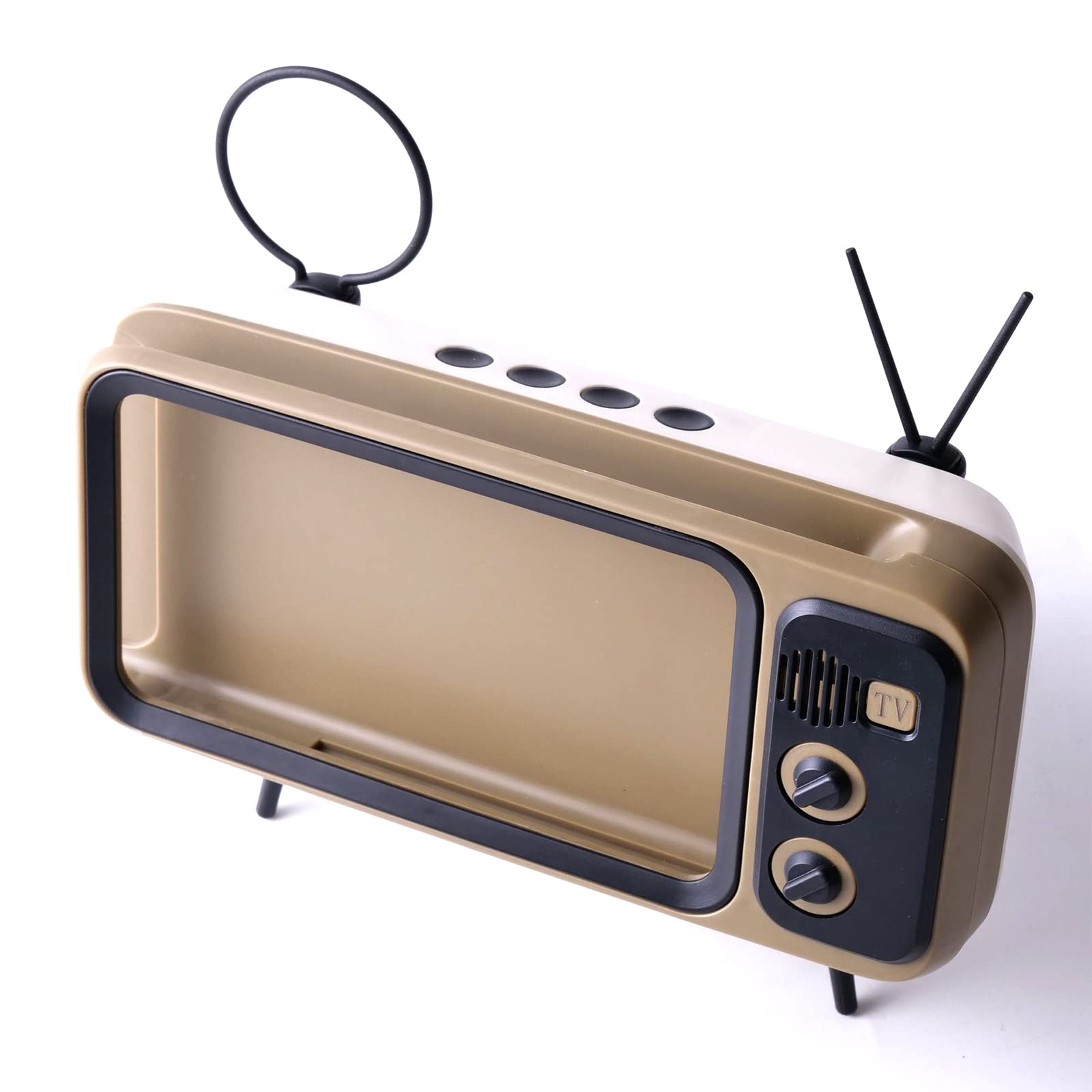 Vintage Retro TV Phone Stand with Wireless Bluetooth Speaker - Universal Holder for iPhone & Android (4.7