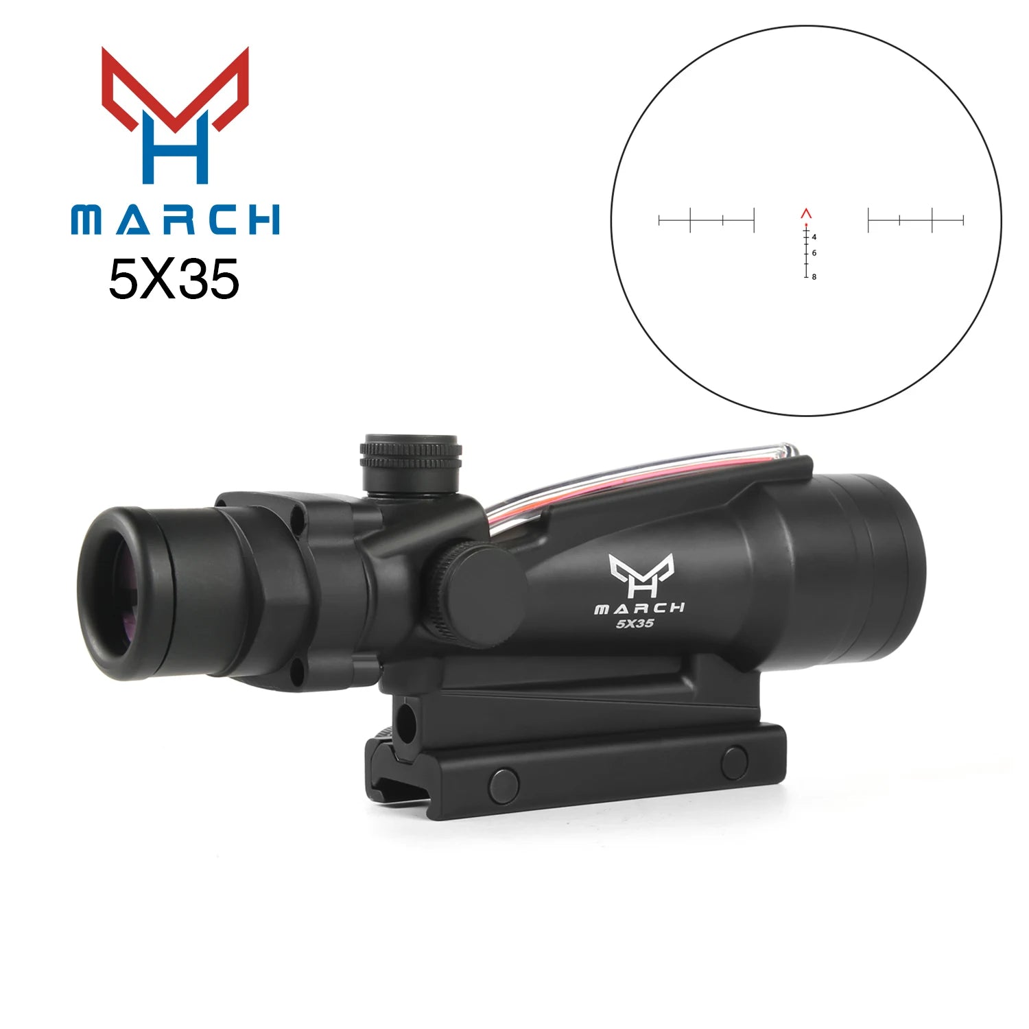 5X35 Hunting Rifle Scope with Real Fiber Optics - Red Dot Holographic Illuminated Etched Reticle for Tactical Shooting | Perfect for Hunting, Target Practice & Outdoor Adventures