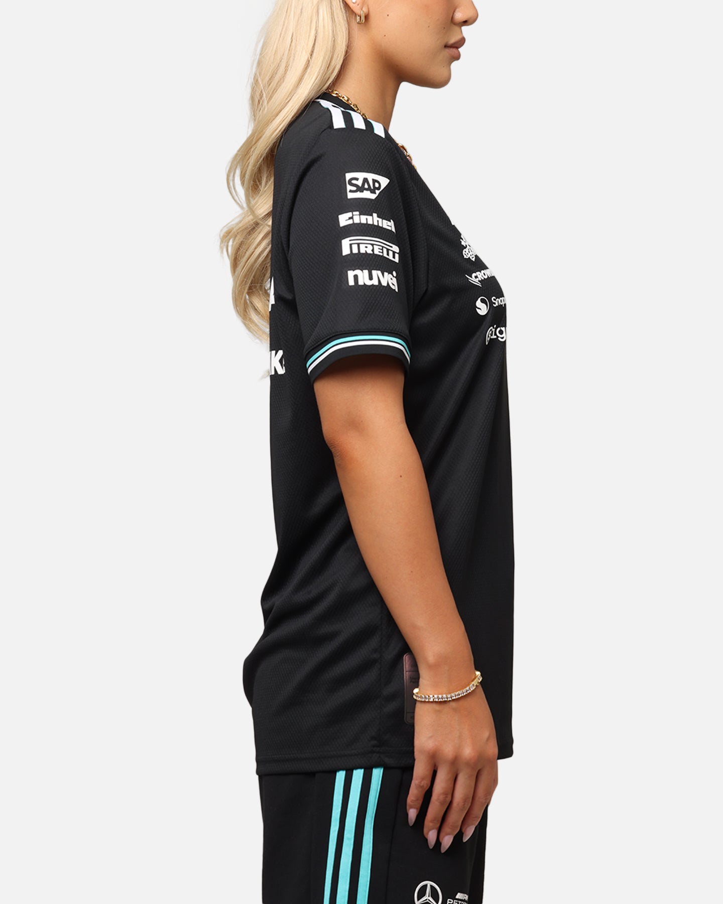 Adidas x Mercedes AMG Petronas Formula One F1 2025 Authentic Drive T-Shirt Black - Official Motorsport Fan Apparel for Racing Enthusiasts