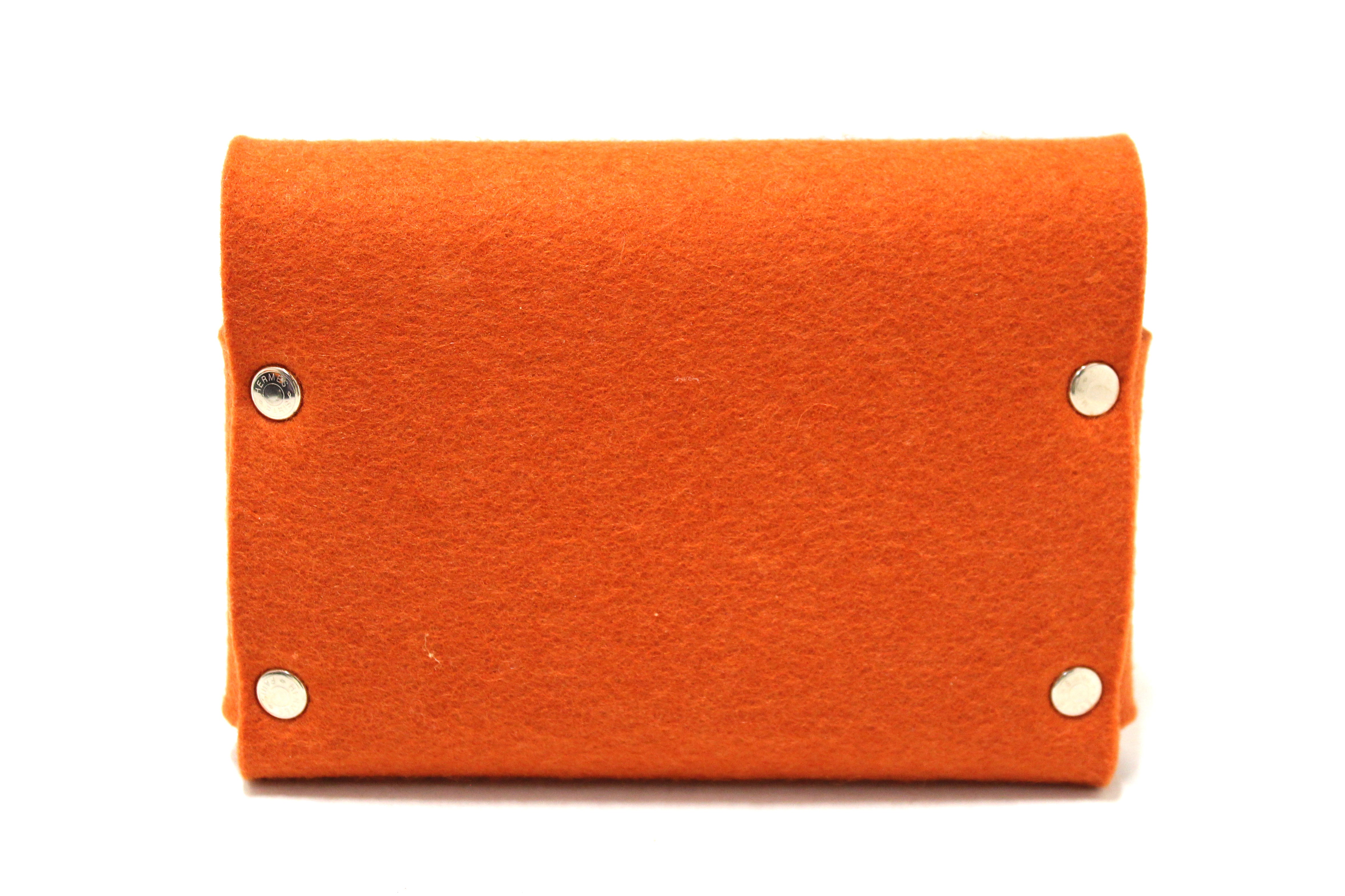 Authentic Hermes Ettuart GM Pouch - Orange Felt Playing Card Case with Premium Fittings | Luxury Card Holder for Poker, Blackjack & Casino Games | Perfect Gift for Card Players & Collectors