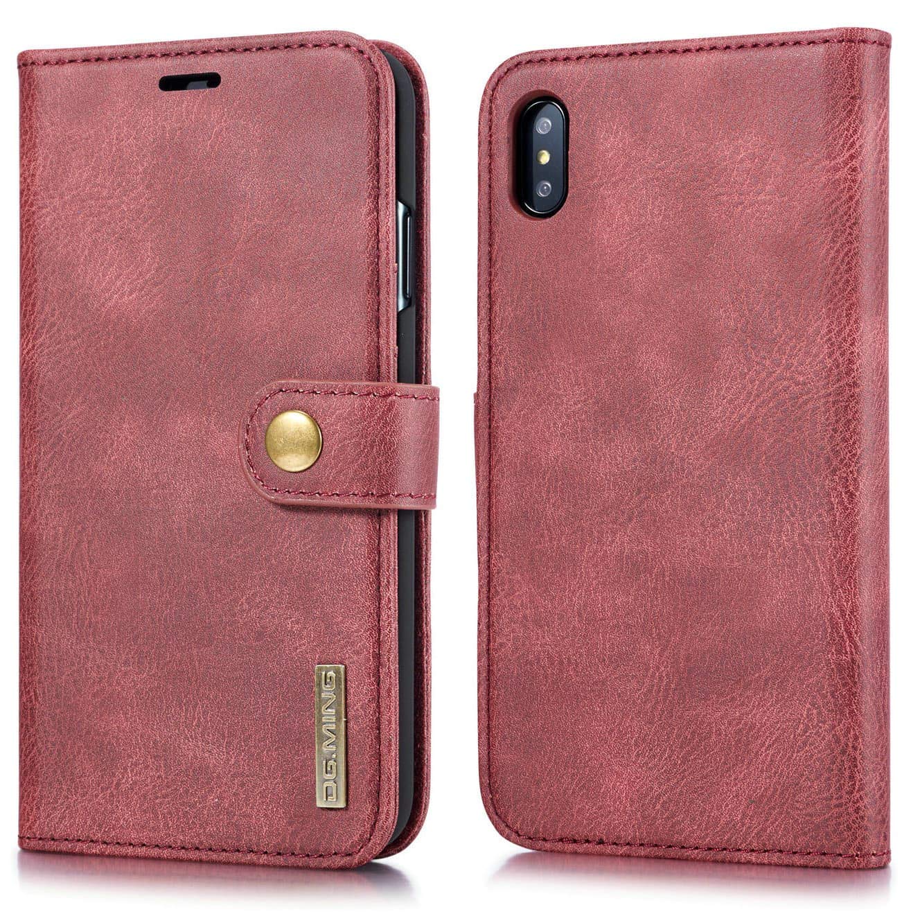 Premium Magnetic Detachable Leather Wallet Case for iPhone XR - Slim Folio Cover with Card Slots & Cash Pocket (Red) | Perfect for Everyday Use, Business Travel & Hands-Free Convenience