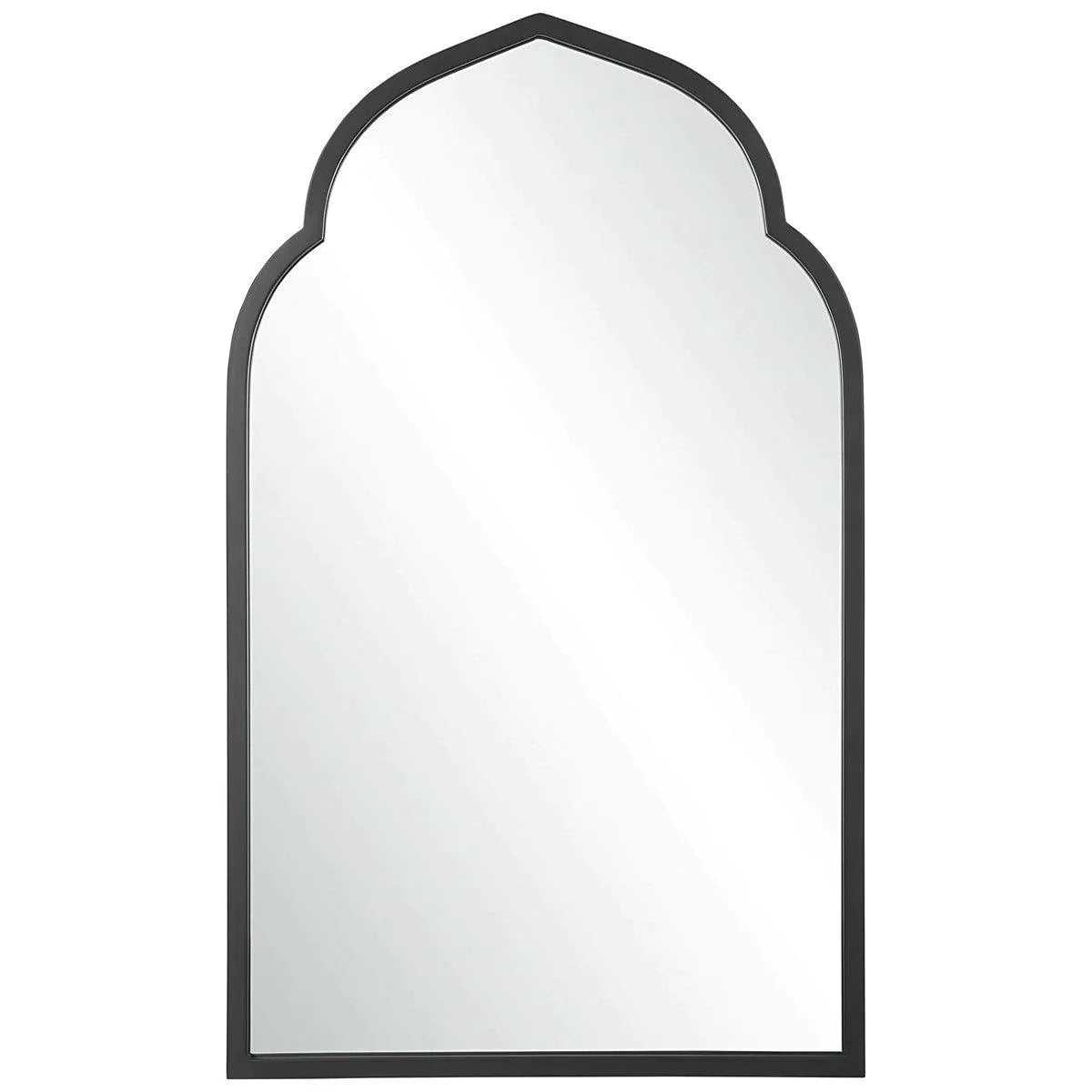 Black Moroccan Inspired Arch Framed Wall Mirror - Handcrafted Boho Decor for Living Room, Bedroom & Entryway - Vintage Style Home Accent